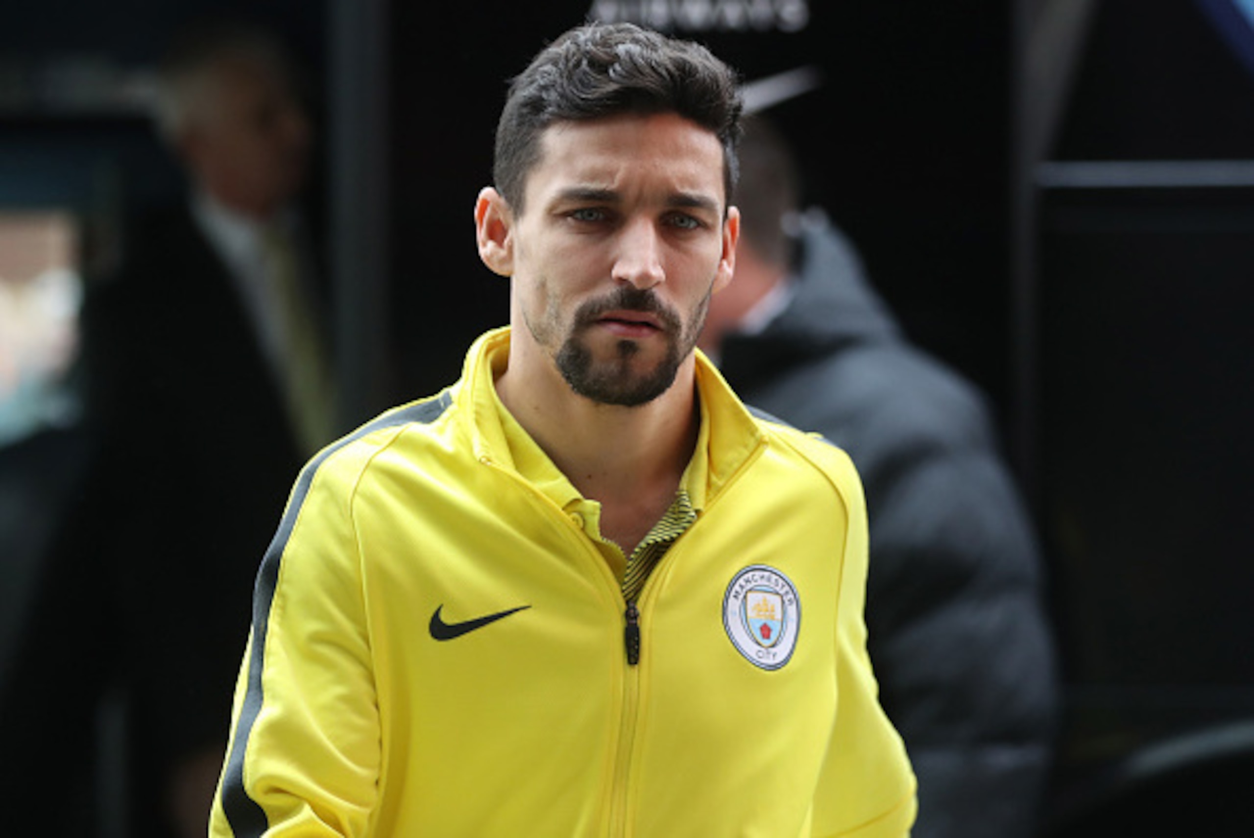 MIDDLESBROUGH, ENGLAND - MARCH 11: Jesus Navas of Manchester City arrives at the stadium ahead of The Emirates FA Cup Quarter-Final match between Middlesbrough and Manchester City at Riverside Stadium on March 11, 2017 in Middlesbrough, England.  (Photo b