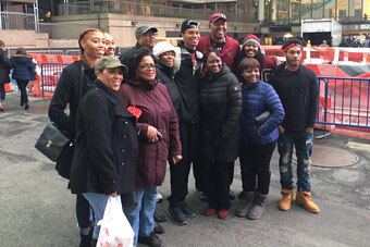 The Dozier family poses outside Madison Square Garden on March 26, 2017.