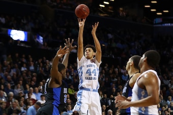 North Carolina's Justin Jackson shoots against Duke during the semifinals of the ACC tournament on March 10, 2017.