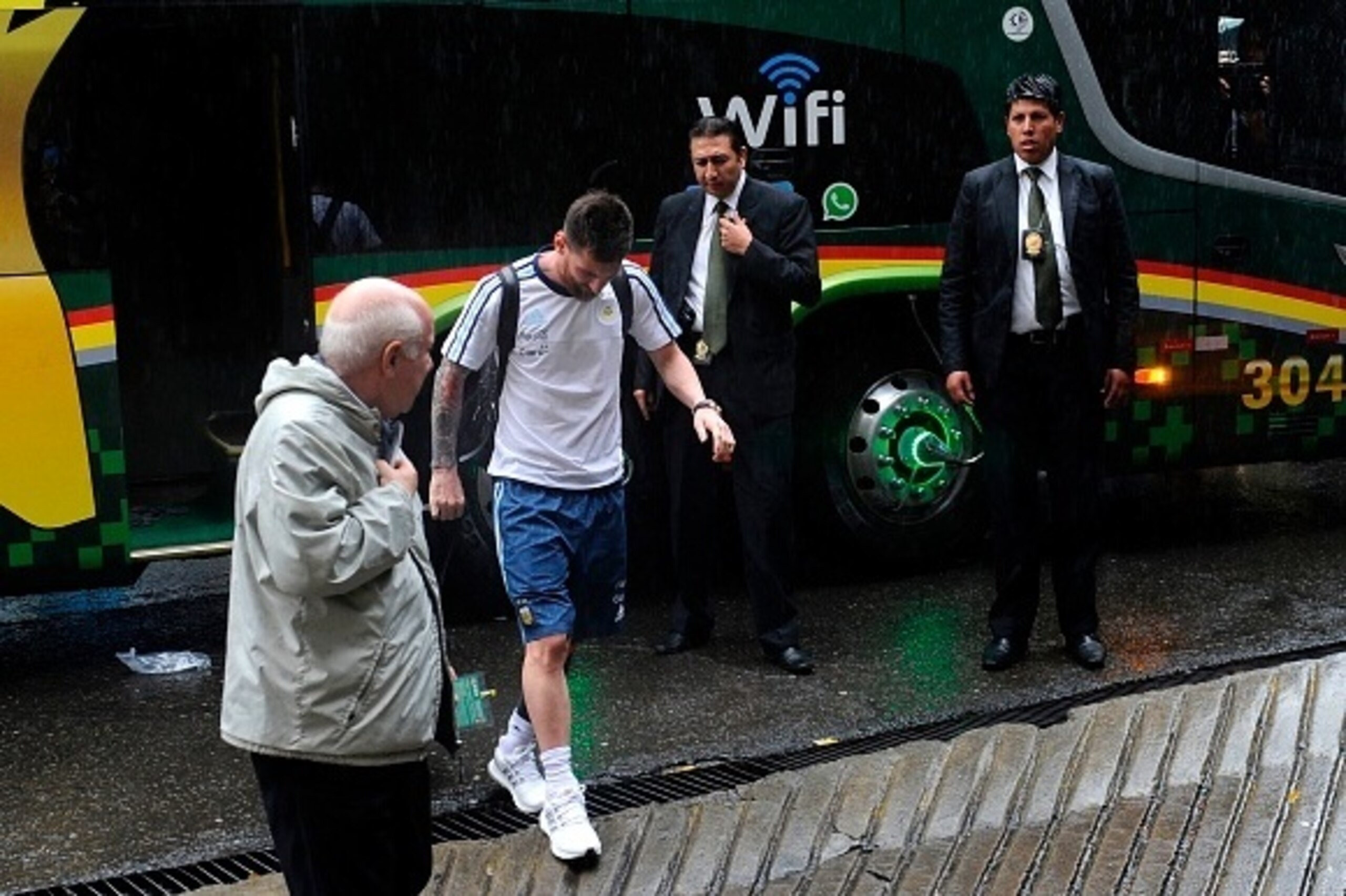 Argentinian national football team player Lionel Messi arrives at the Hernando Siles stadium ahead of Argentina's 2018 FIFA World Cup qualifier football match against Bolivia in La Paz, on March 28, 2017.
Barcelona star Lionel Messi was suspended for four