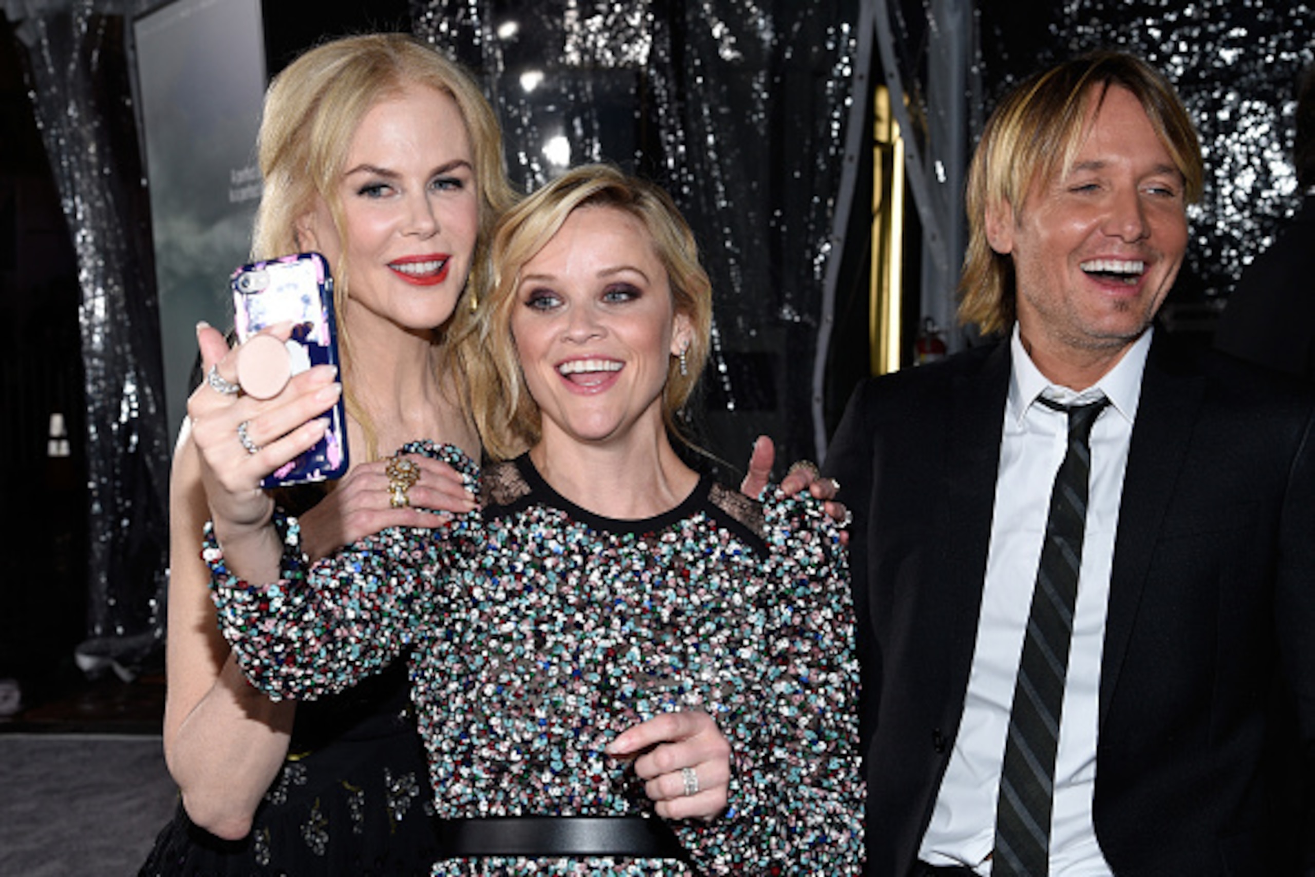 HOLLYWOOD, CA - FEBRUARY 07:  (L-R) Actors Nicole Kidman, Reese Witherspoon, and musician Keith Urban attend the premiere of HBO's 'Big Little Lies' at TCL Chinese Theatre on February 7, 2017 in Hollywood, California.  (Photo by Kevork Djansezian/Getty Im