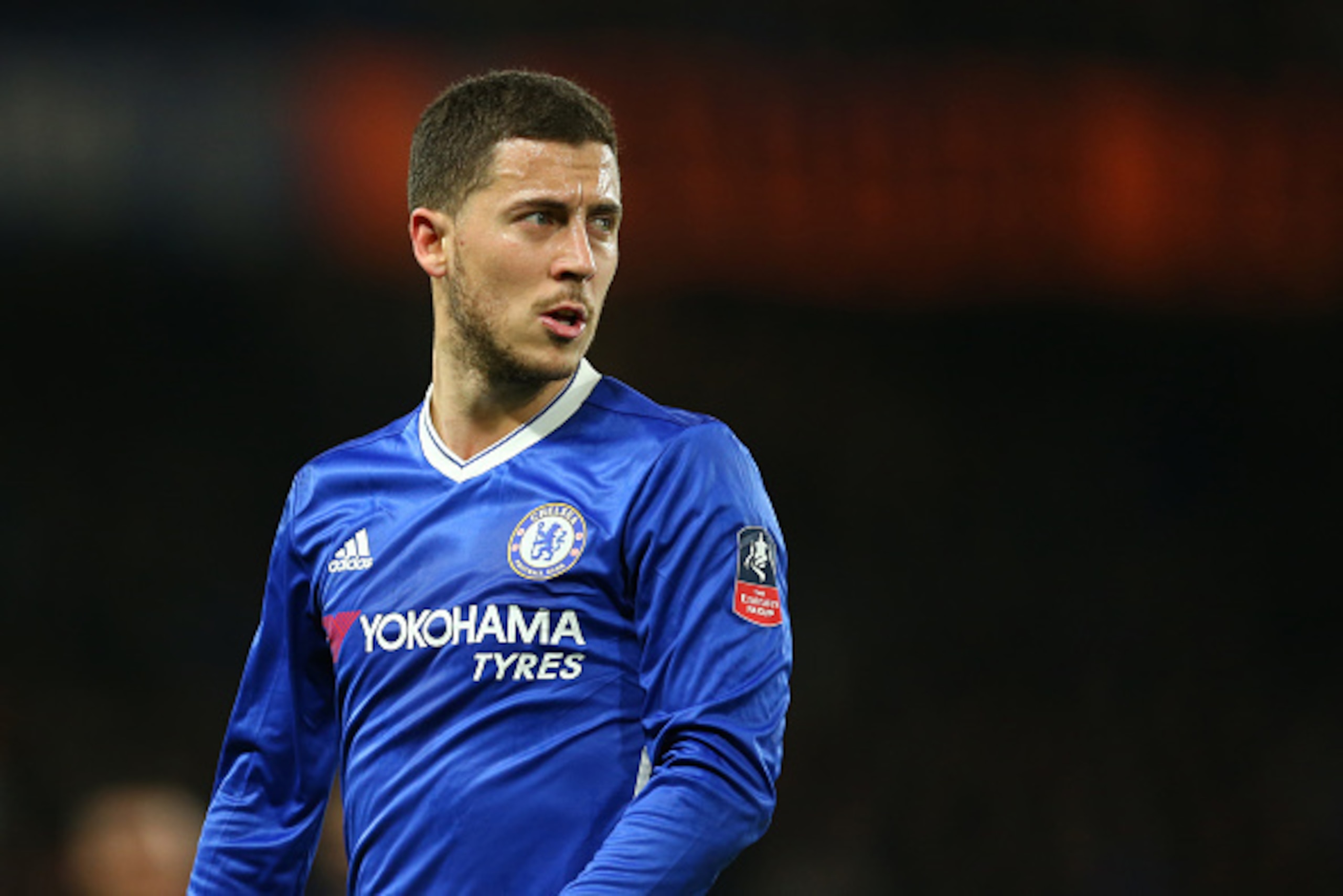 LONDON, ENGLAND - MARCH 13: Eden Hazard of Chelsea during The Emirates FA Cup Quarter-Final match between Chelsea and Manchester United at Stamford Bridge on March 13, 2017 in London, England. (Photo by Catherine Ivill - AMA/Getty Images)