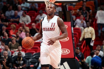 MIAMI, FL - JANUARY 17: Dion Waiters #11 of the Miami Heat handles the ball during the game against the Houston Rockets on January 17, 2017 at AmericanAirlines Arena in Miami, Florida. NOTE TO USER: User expressly acknowledges and agrees that, by download