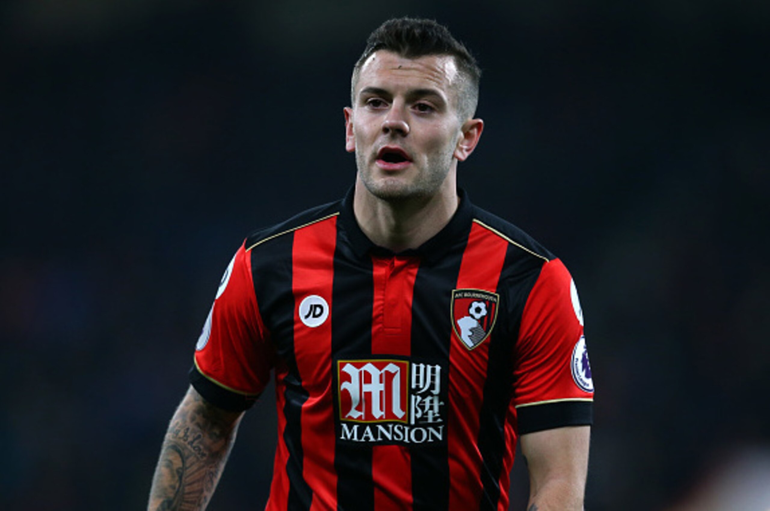 BOURNEMOUTH, ENGLAND - FEBRUARY 13: Jack Wilshere of Bournemouth during the Premier League match between AFC Bournemouth and Manchester City at Vitality Stadium on February 13, 2017 in Bournemouth, England. (Photo by Catherine Ivill - AMA/Getty Images)