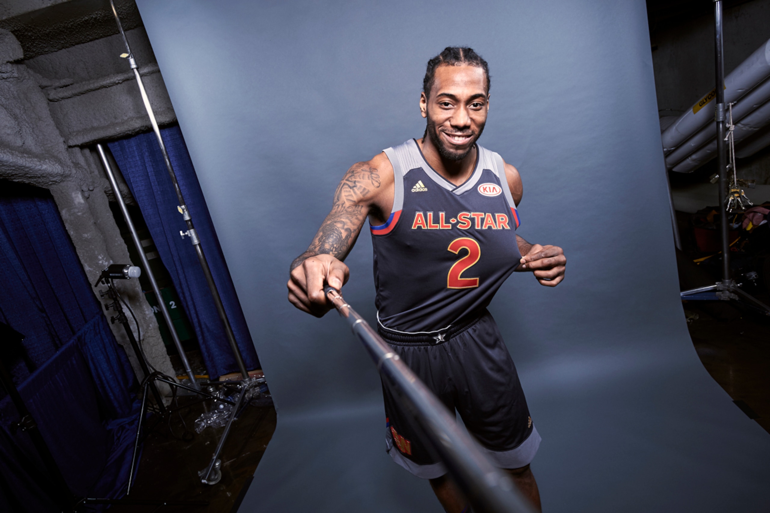 Kawhi Leonard poses for a photo during the 2017 All-Star Weekend in New Orleans on February 19.