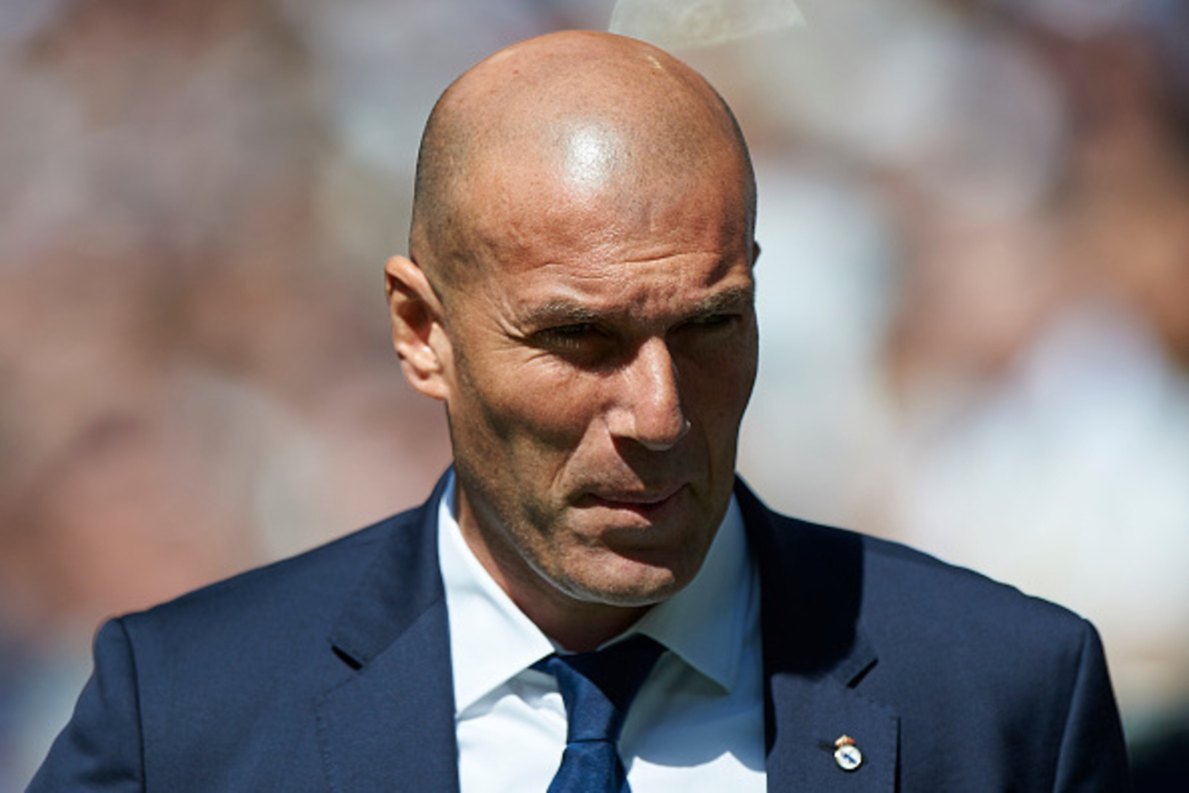 MADRID, SPAIN - APRIL 02:  Real Madrid manager Zinedine Zidane looks on prior the La Liga match between Real Madrid and Deportivo Alaves at Estadio Santiago Bernabeu on April 2, 2017 in Madrid, Spain.  (Photo by fotopress/Getty Images)