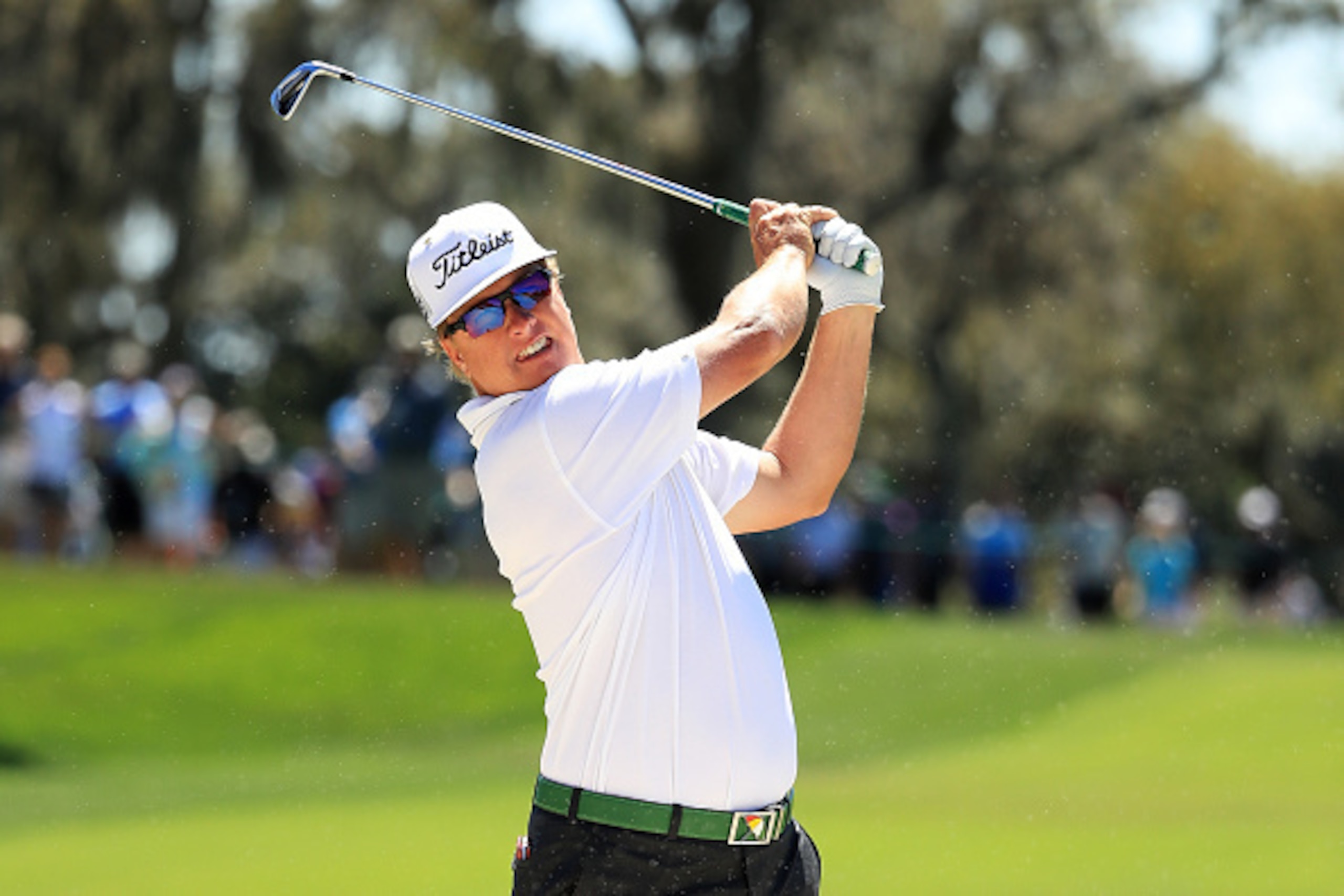ORLANDO, FL - MARCH 19:  Charley Hoffman of the United States plays a shot from a bunker on the first hole during the final round of the Arnold Palmer Invitational Presented By MasterCard at Bay Hill Club and Lodge on March 19, 2017 in Orlando, Florida.  
