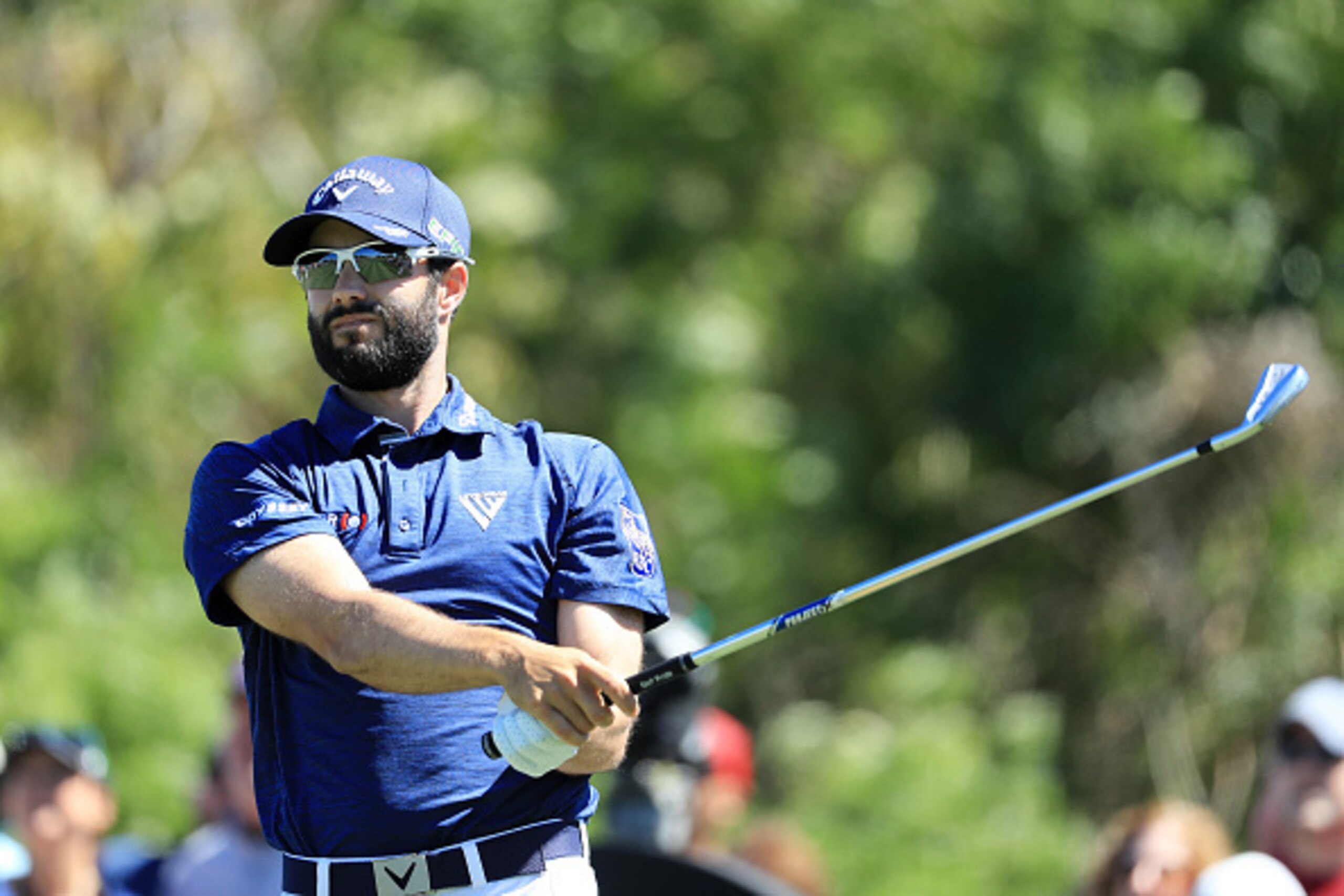 ORLANDO, FL - MARCH 19:  Adam Hadwin of Canada plays his shot from the seventh tee during the final round of the Arnold Palmer Invitational Presented By MasterCard at Bay Hill Club and Lodge on March 19, 2017 in Orlando, Florida.  (Photo by Richard Heathc
