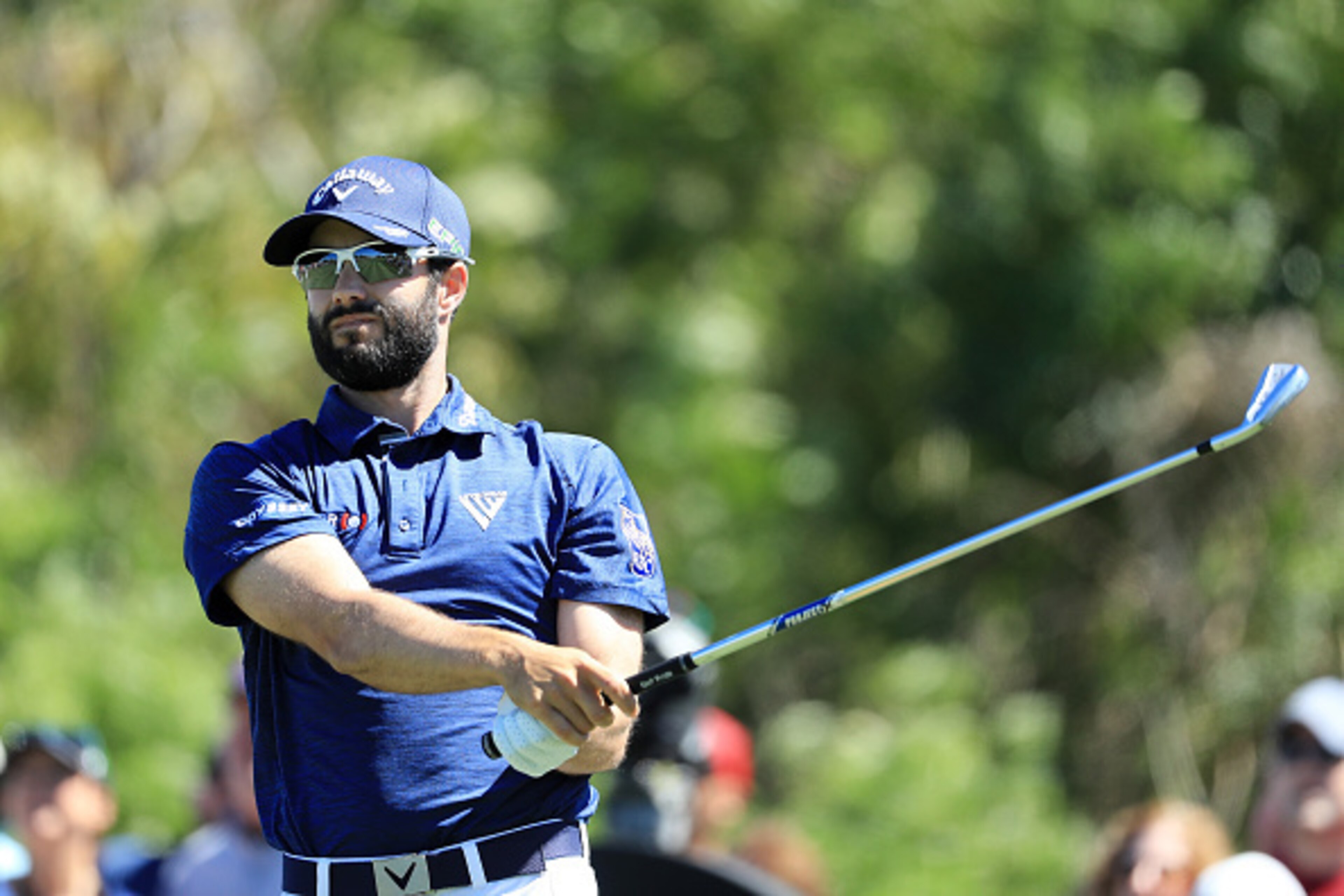 ORLANDO, FL - MARCH 19:  Adam Hadwin of Canada plays his shot from the seventh tee during the final round of the Arnold Palmer Invitational Presented By MasterCard at Bay Hill Club and Lodge on March 19, 2017 in Orlando, Florida.  (Photo by Richard Heathc