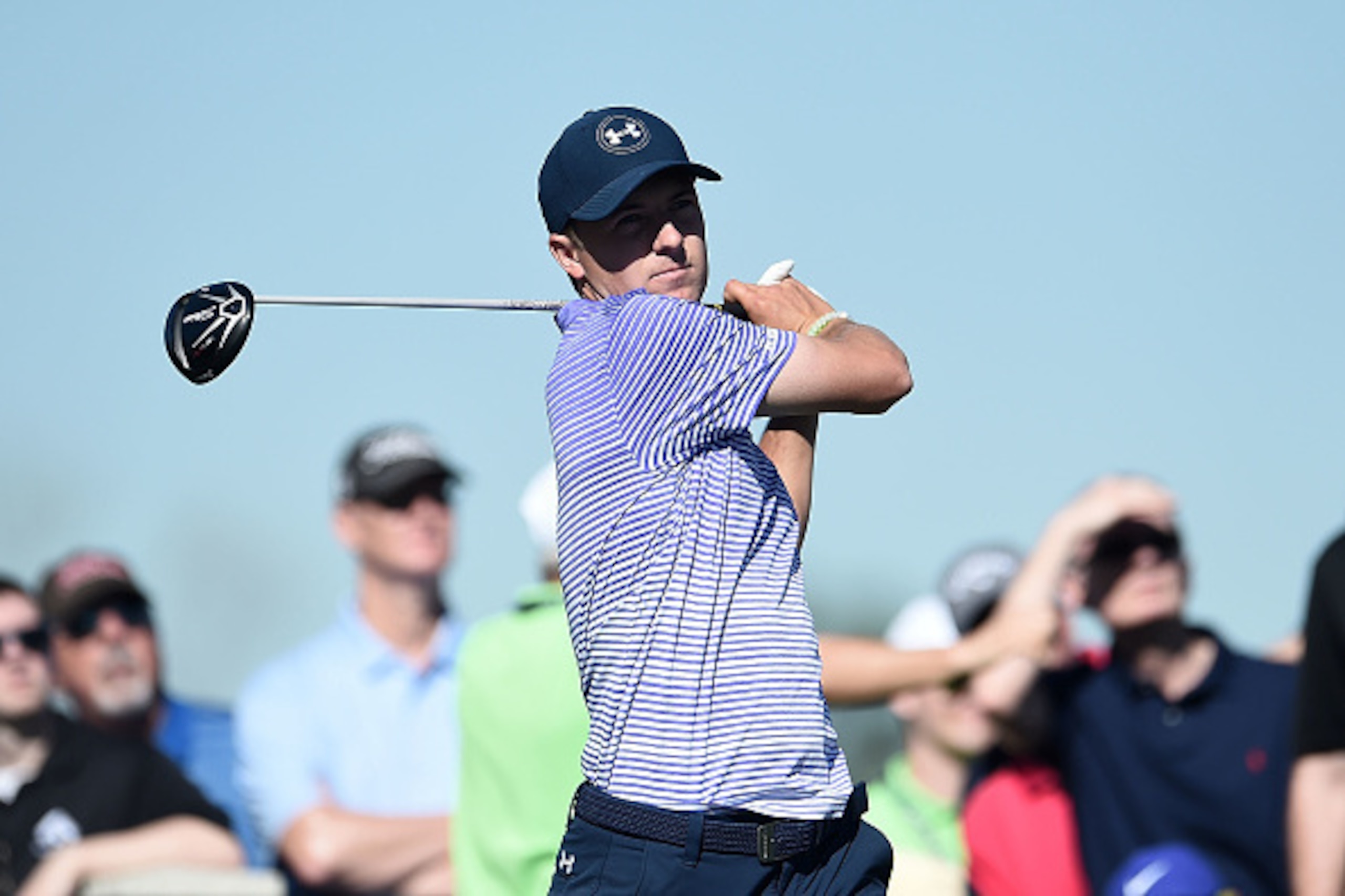 HUMBLE, TX - MARCH 31:  Jordan Spieth hits his tee shot on the 17th hole during the second round of the Shell Houston Open at the Golf Club of Houston on March 31, 2017 in Humble, Texas.  (Photo by Stacy Revere/Getty Images)