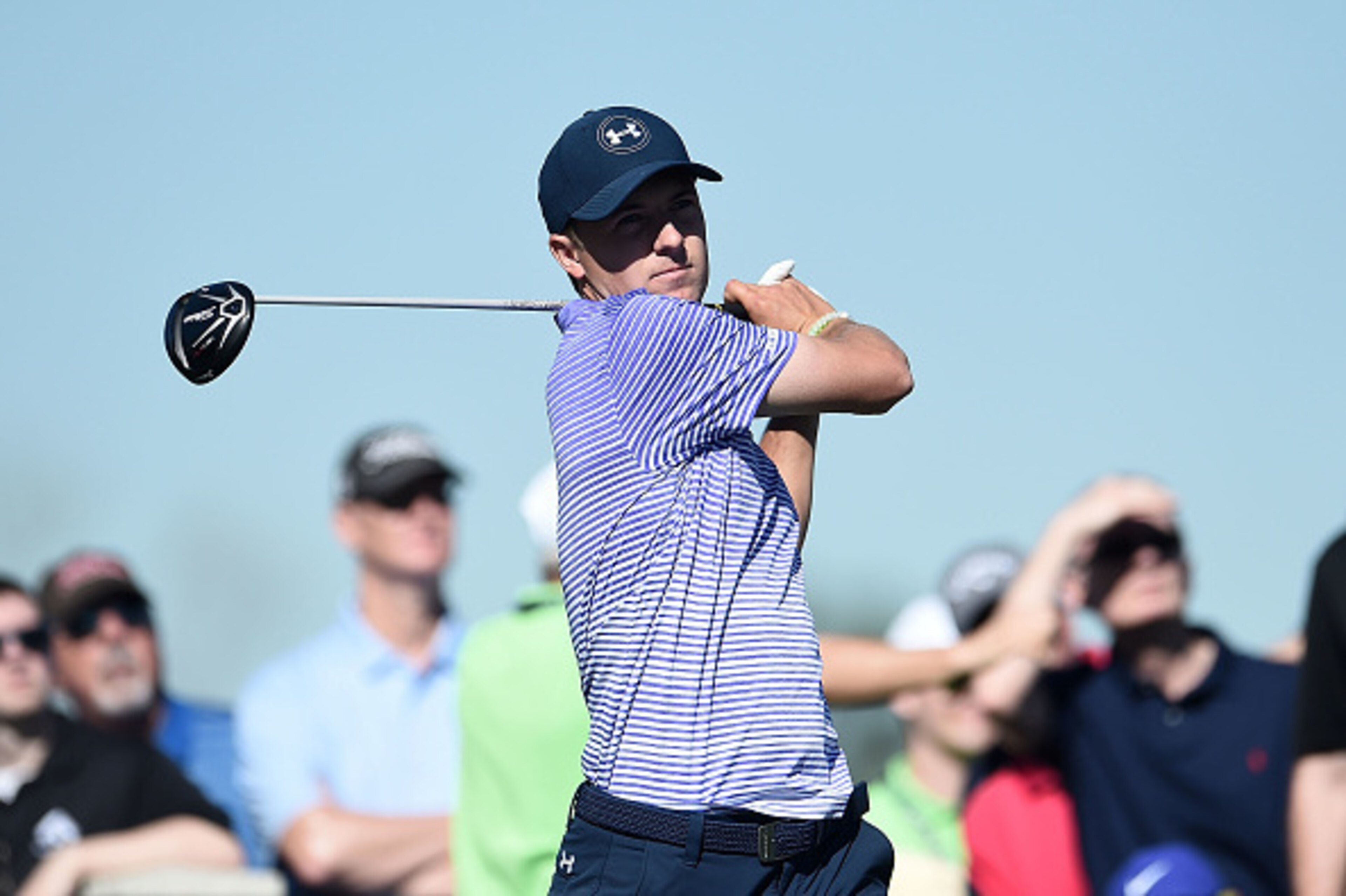 HUMBLE, TX - MARCH 31:  Jordan Spieth hits his tee shot on the 17th hole during the second round of the Shell Houston Open at the Golf Club of Houston on March 31, 2017 in Humble, Texas.  (Photo by Stacy Revere/Getty Images)