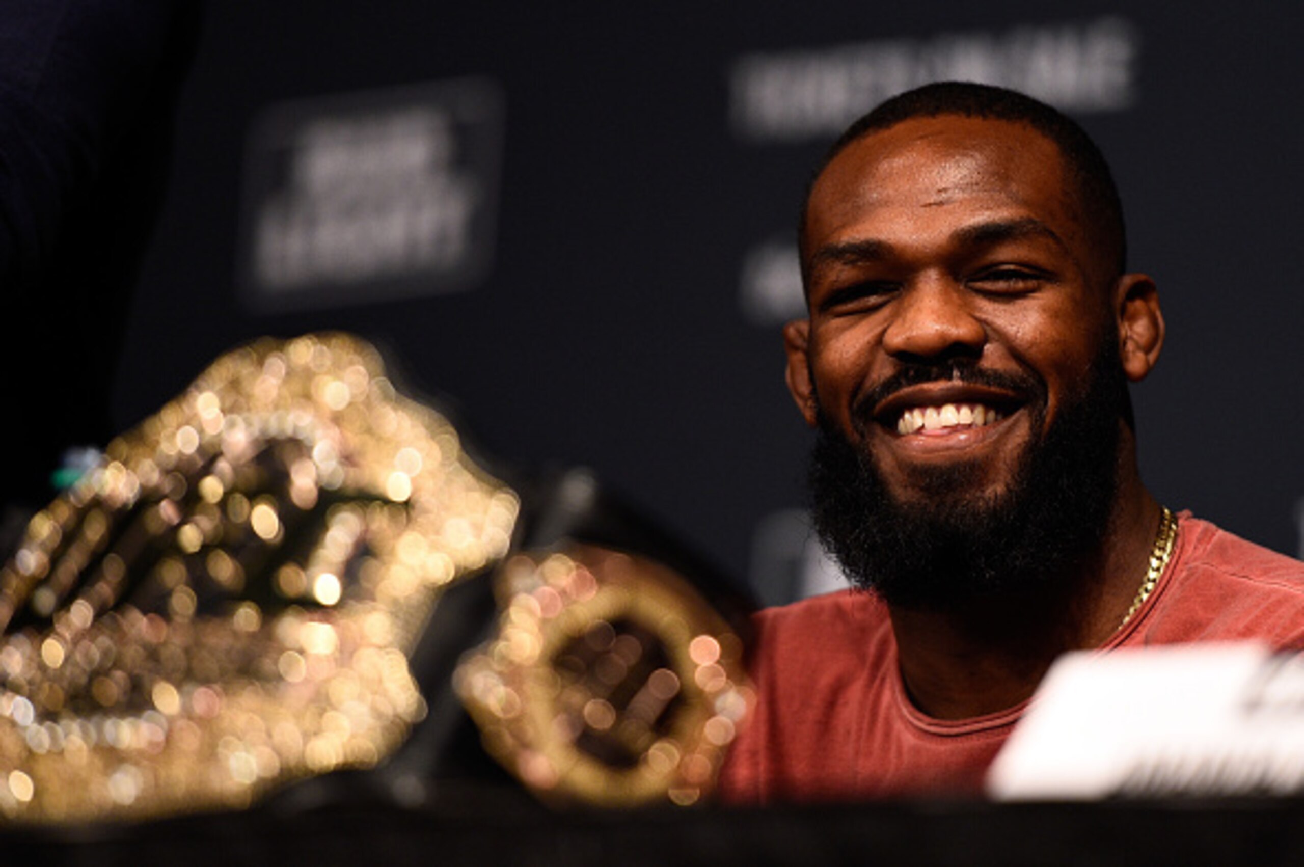 NEW YORK, NY - APRIL 27:  Interim light heavyweight champion Jon Jones interacts with the media and fans during the UFC 200 New York press event at Madison Square Garden on April 27, 2016 in New York City. (Photo by Jeff Bottari/Zuffa LLC/Zuffa LLC via Ge