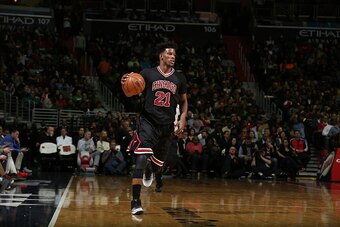 WASHINGTON, DC -  MARCH 17: Jimmy Butler #21 of the Chicago Bulls handles the ball against the Washington Wizards on March 17, 2017 at Verizon Center in Washington, DC. NOTE TO USER: User expressly acknowledges and agrees that, by downloading and or using