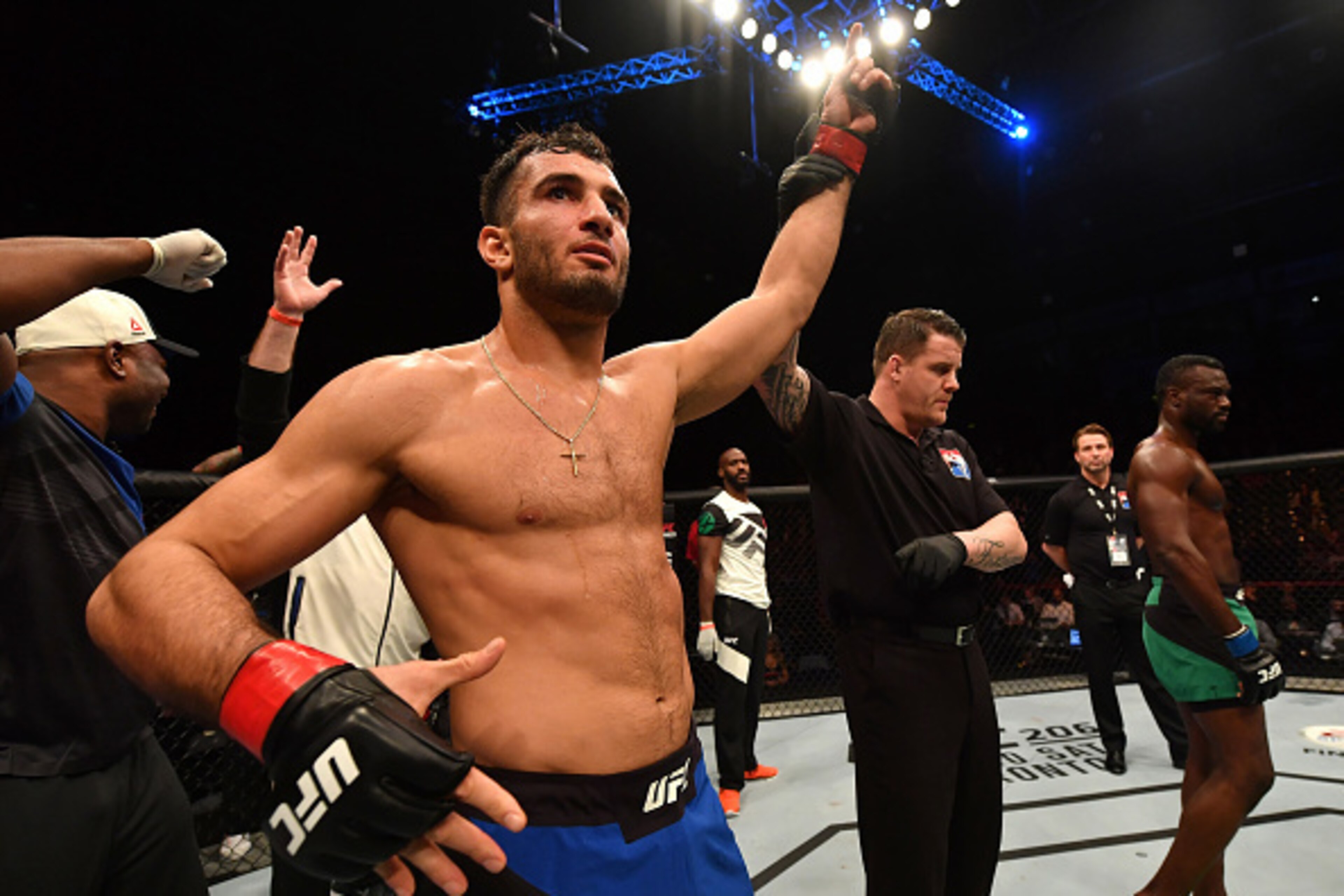 BELFAST, NORTHERN IRELAND - NOVEMBER 19: Gegard Mousasi of Iran celebrates his TKO victory over Uriah Hall of Jamaica in their middleweight bout during the UFC Fight Night at the SSE Arena on November 19, 2016 in Belfast, Northern Ireland. (Photo by Bran BELFAST, NORTHERN IRELAND - NOVEMBER 19: Gegard Mousasi of Iran celebrates his TKO victory over Uriah Hall of Jamaica in their middleweight bout during the UFC Fight Night at the SSE Arena on November 19, 2016 in Belfast, Northern Ireland. (Photo by Bran