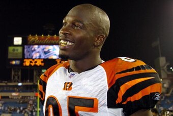 Cincinnati Bengals wide receiver Chad Johnson leaves the field  against the Jacksonville Jaguars at Alltel Stadium  October 9 in Jacksonville.  The Jaguars defeated the Bengals 23 - 20. (Photo by Al Messerschmidt/Getty Images)