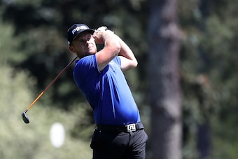 AUGUSTA, GA - APRIL 04:  Tyrrell Hatton of England plays a shot during a practice round prior to the start of the 2017 Masters Tournament at Augusta National Golf Club on April 4, 2017 in Augusta, Georgia.  (Photo by Rob Carr/Getty Images)
