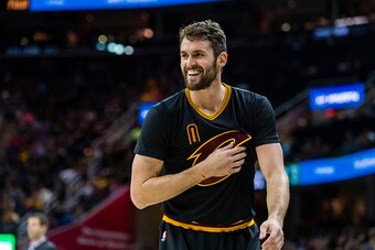 CLEVELAND, OH - DECEMBER 29: Kevin Love #0 of the Cleveland Cavaliers pauses on the court during the second half against the Boston Celtics at Quicken Loans Arena on December 29, 2016 in Cleveland, Ohio. The Cavaliers defeated the Celtics 124-118. NOTE TO