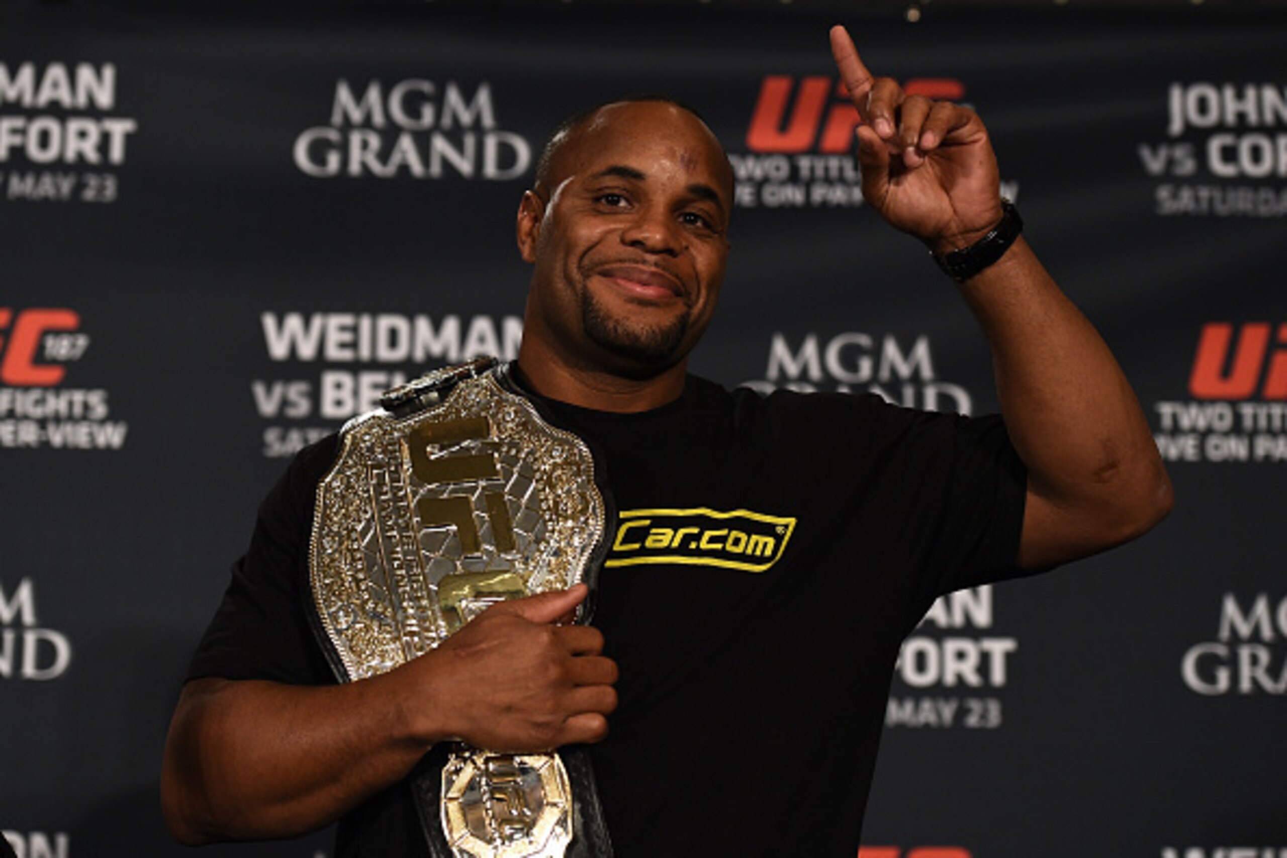 LAS VEGAS, NEVADA - MAY 23: Daniel Cormier speaks to the media during the UFC 187 post-fight press conference inside the MGM Grand Hotel & Casino on May 23, 2015 in Las Vegas, Nevada. (Photo by Brandon Magnus/Zuffa LLC/Zuffa LLC via Getty Images) LAS VEGAS, NEVADA - MAY 23: Daniel Cormier speaks to the media during the UFC 187 post-fight press conference inside the MGM Grand Hotel & Casino on May 23, 2015 in Las Vegas, Nevada. (Photo by Brandon Magnus/Zuffa LLC/Zuffa LLC via Getty Images)