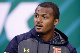 INDIANAPOLIS, IN - MARCH 04: Quarterback Deshaun Watson of Clemson looks on during day four of the NFL Combine at Lucas Oil Stadium on March 4, 2017 in Indianapolis, Indiana. (Photo by Joe Robbins/Getty Images)