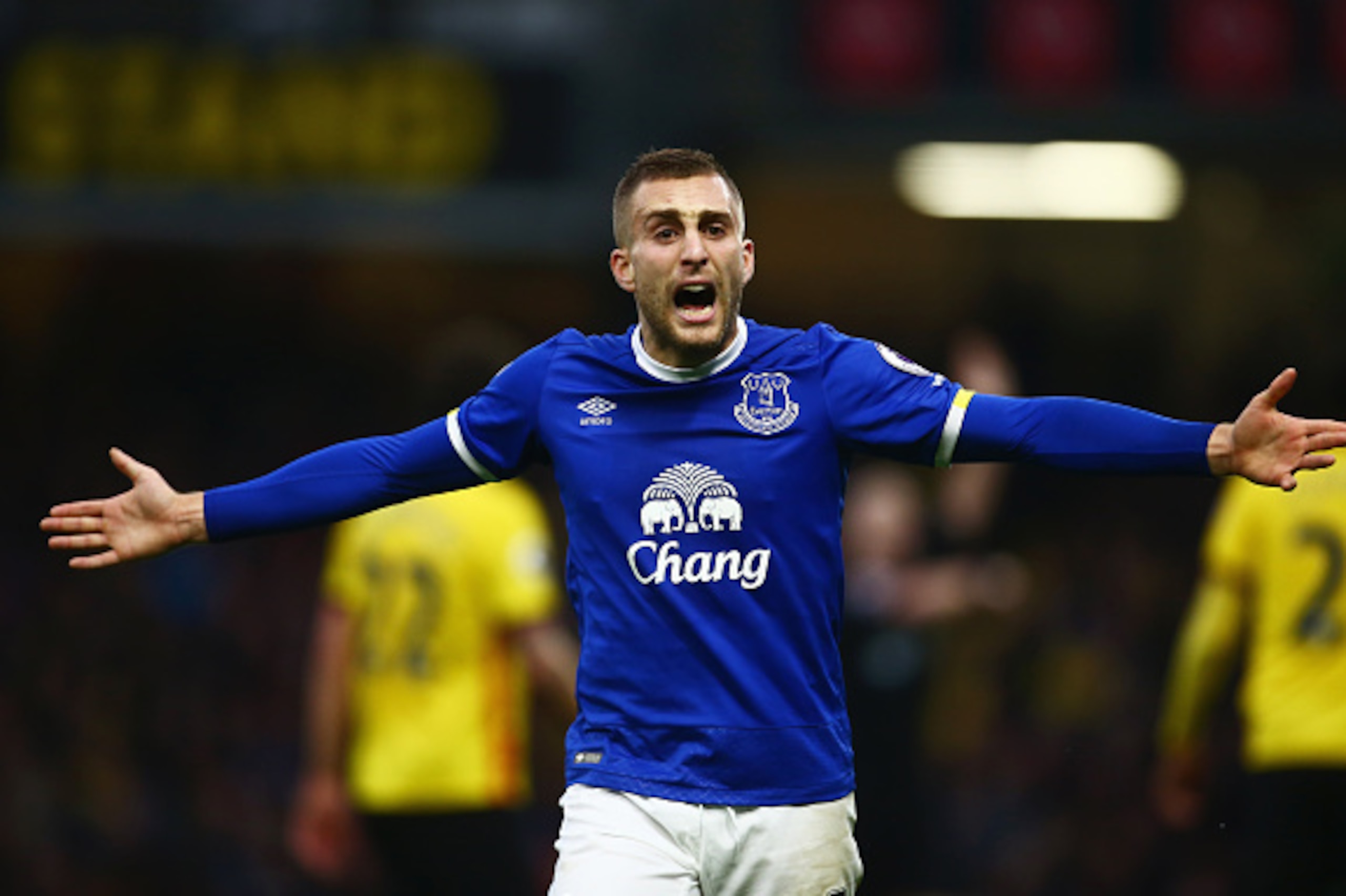 WATFORD, ENGLAND - DECEMBER 10:  Gerard Deulofeu of Everton reacts during the Premier League match between Watford and Everton at Vicarage Road on December 10, 2016 in Watford, England.  (Photo by Jordan Mansfield/Getty Images)