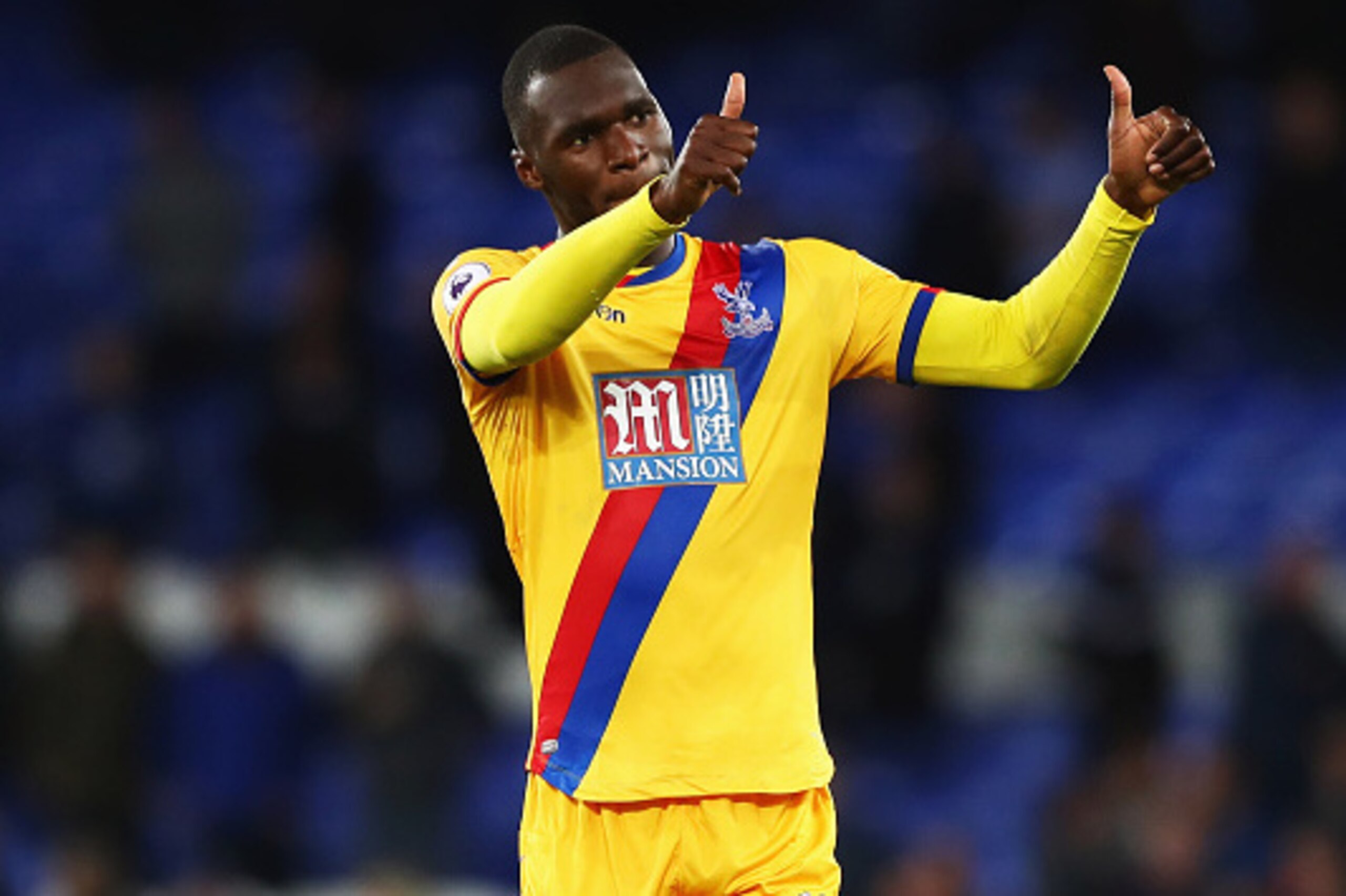 LIVERPOOL, ENGLAND - SEPTEMBER 30:  Christian Benteke of Crystal Palace salutes the travelling fans after the Premier League match between Everton and Crystal Palace at Goodison Park on September 30, 2016 in Liverpool, England.  (Photo by Matthew Lewis/Ge
