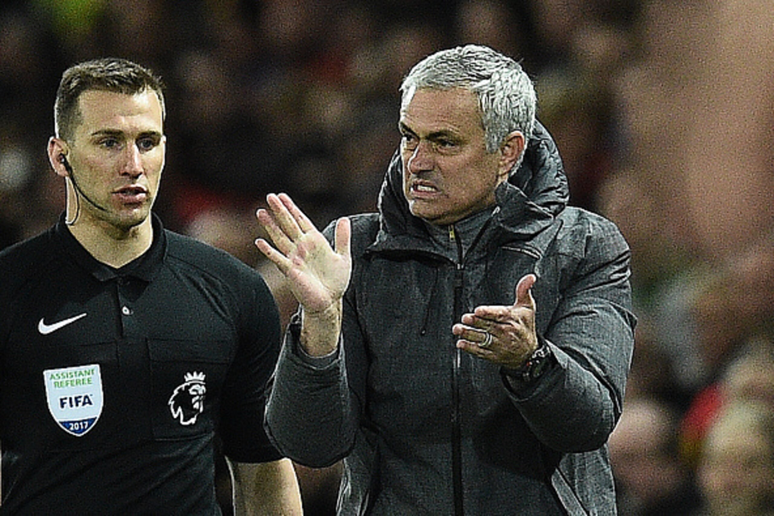 Manchester United's Portuguese manager Jose Mourinho shouts instructions to his players from the touchline during the English Premier League football match between Manchester United and Everton at Old Trafford in Manchester, north west England, on April 4