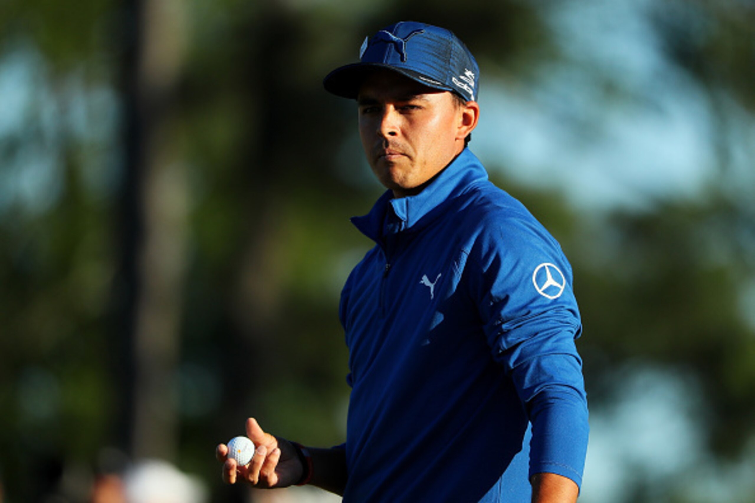 AUGUSTA, GA - APRIL 07: Rickie Fowler of the United States looks on from the 18th hole during the second round of the 2017 Masters Tournament at Augusta National Golf Club on April 7, 2017 in Augusta, Georgia.  (Photo by Andrew Redington/Getty Images)