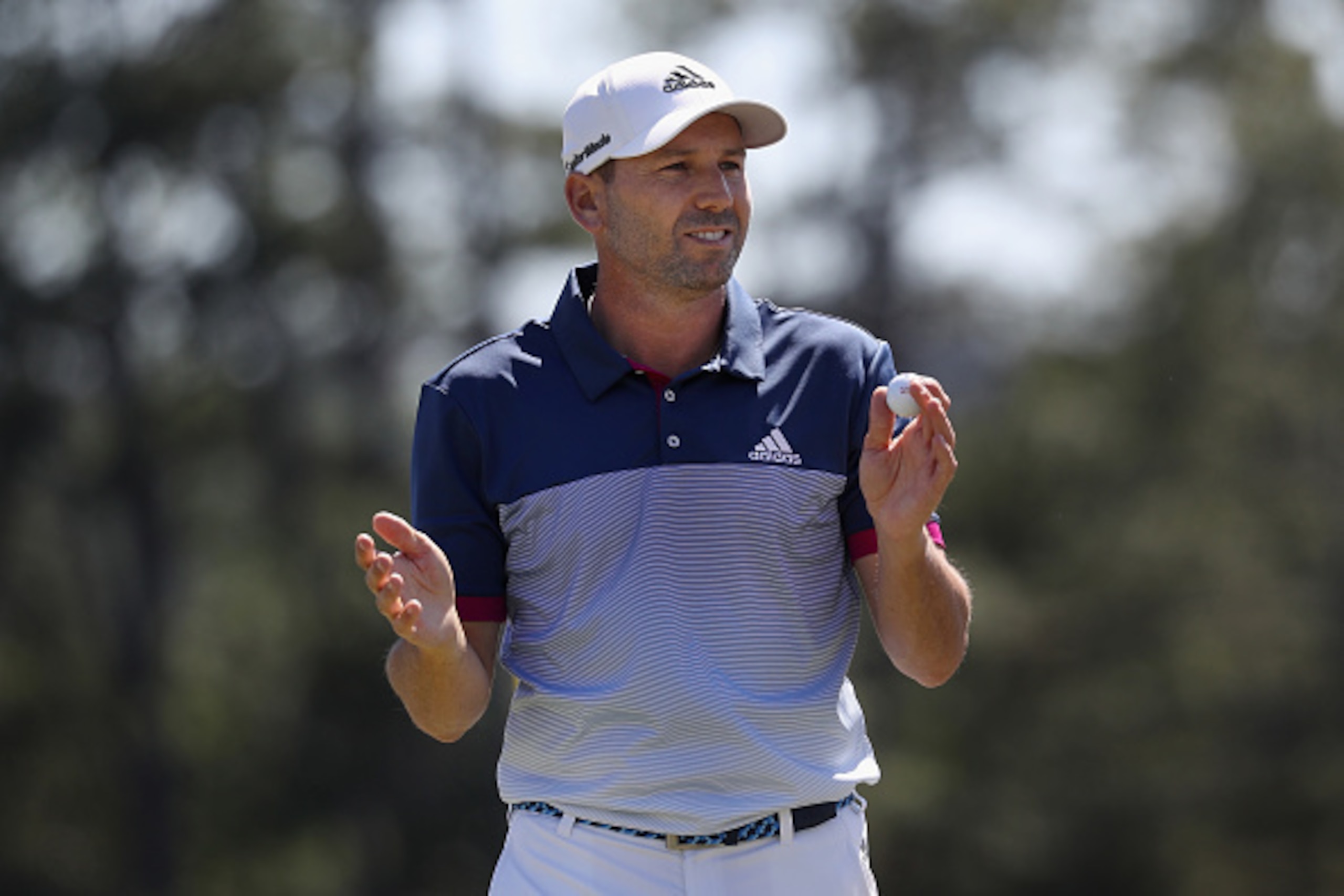 AUGUSTA, GA - APRIL 07:  Sergio Garcia of Spain reacts after putting out on the 18th hole during the second round of the 2017 Masters Tournament at Augusta National Golf Club on April 7, 2017 in Augusta, Georgia.  (Photo by Harry How/Getty Images)