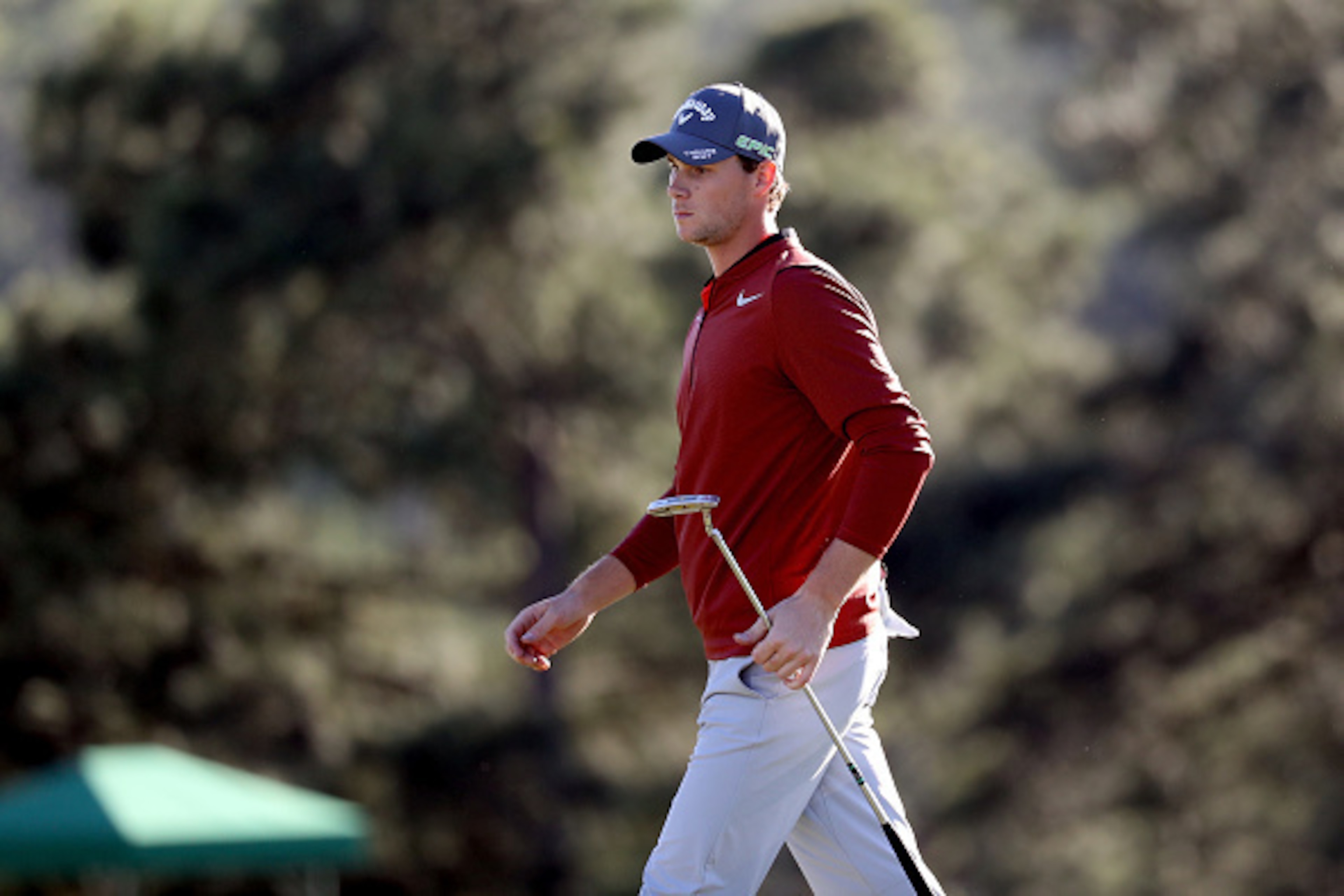 AUGUSTA, GA - APRIL 07:  Thomas Pieters of Belgium walks across the 18th green during the second round of the 2017 Masters Tournament at Augusta National Golf Club on April 7, 2017 in Augusta, Georgia.  (Photo by Rob Carr/Getty Images)