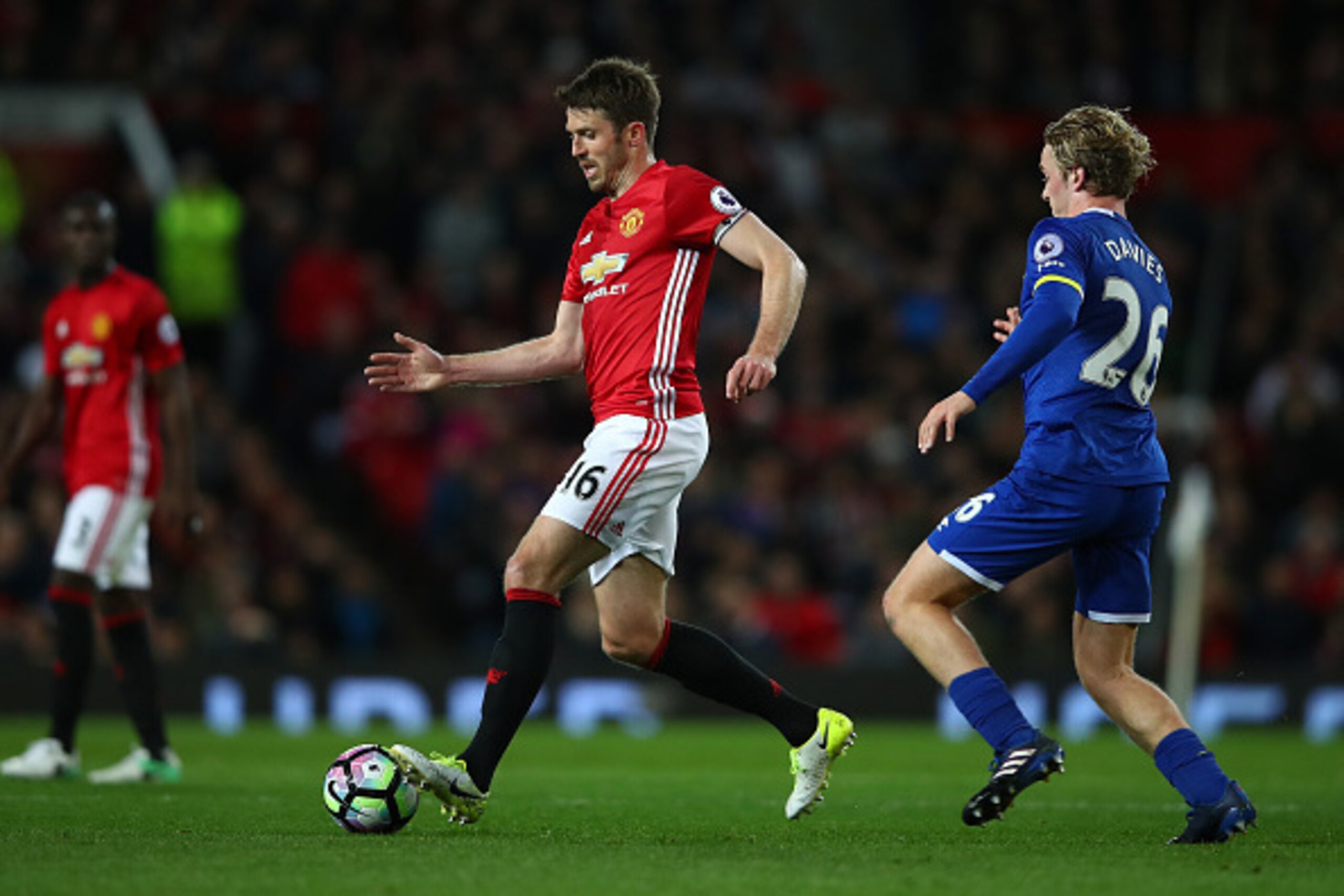 MANCHESTER, ENGLAND - APRIL 04:Michael Carrick of Manchester United in action during the Premier League match between Manchester United and Everton at Old Trafford on April 4, 2017 in Manchester, England.  (Photo by Clive Brunskill/Getty Images)