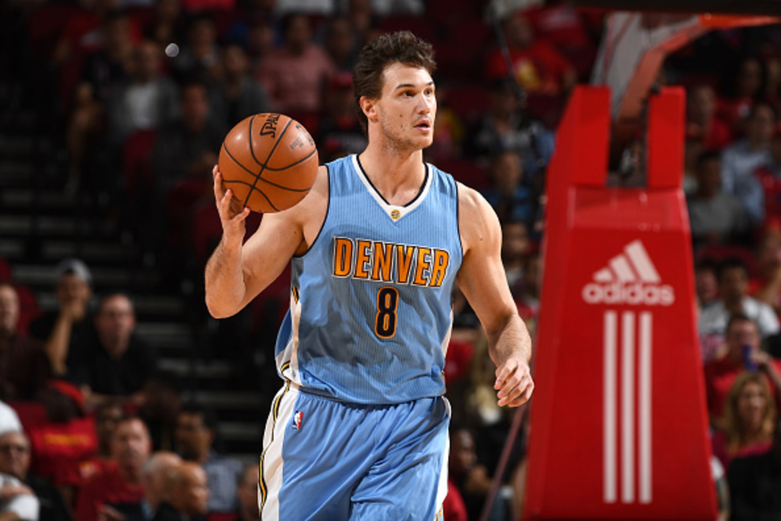 HOUSTON, TX - APRIL 5: Danilo Gallinari #8 of the Denver Nuggets handles the ball against the Houston Rockets on April 5, 2017 at Toyota Center in Houston, Texas. NOTE TO USER: User expressly acknowledges and agrees that, by downloading and or using this 