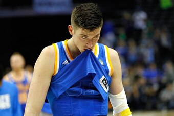 MEMPHIS, TN - MARCH 24: TJ Leaf #22 of the UCLA Bruins walks off the court after being defeated by the Kentucky Wildcats during the 2017 NCAA Men's Basketball Tournament South Regional at FedExForum on March 24, 2017 in Memphis, Tennessee.  (Photo by Kevi