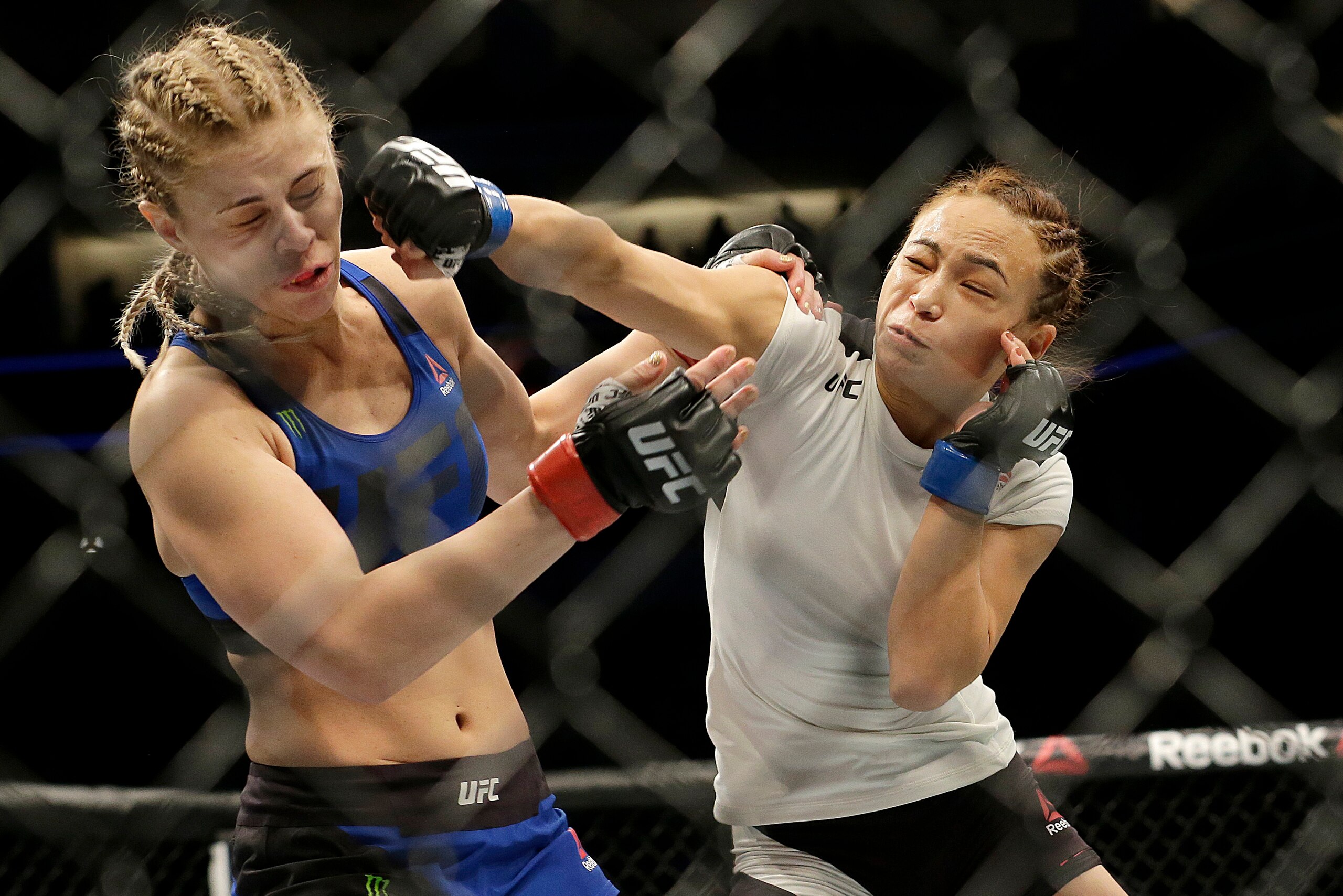 Waterson (right) punches VanZant Waterson (right) punches VanZant