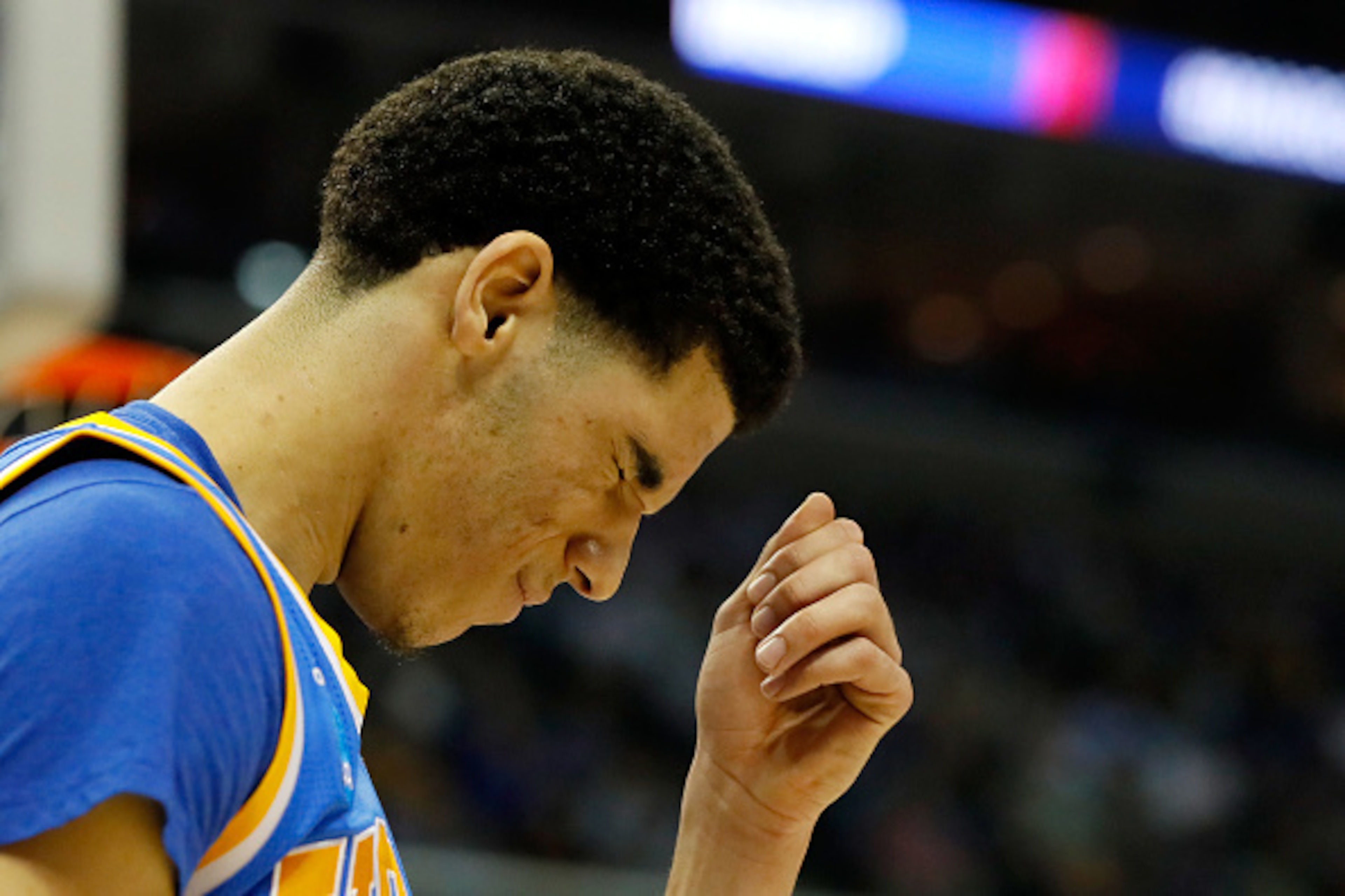 MEMPHIS, TN - MARCH 24:  Lonzo Ball #2 of the UCLA Bruins reacts after a play in the first half against the Kentucky Wildcats during the 2017 NCAA Men's Basketball Tournament South Regional at FedExForum on March 24, 2017 in Memphis, Tennessee.  (Photo by