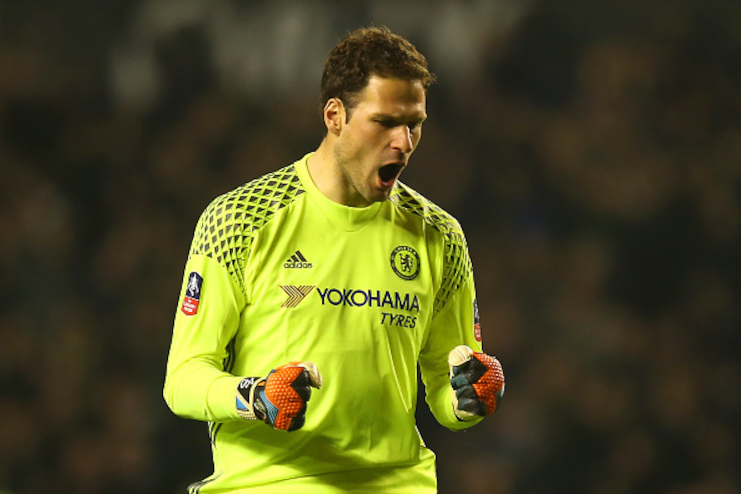 WOLVERHAMPTON, ENGLAND - FEBRUARY 18:  Asmir Begovic of Chelsea celebrates after Diego Costa of Chelsea scored a goal top make it 0-2 during the Emirates FA Cup Fifth Round match between Wolverhampton Wanderers and Chelsea at Molineux on February 18, 2017