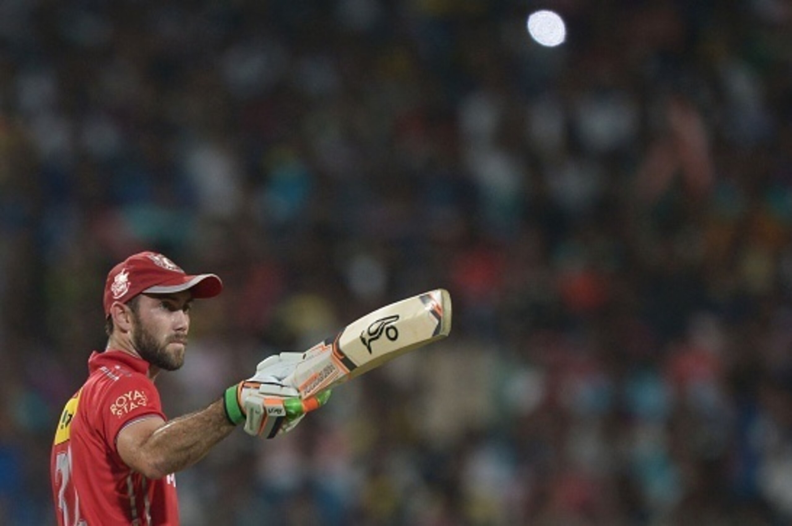 Kings XI Punjab Glenn Maxwell celebrates after scoring during the 2016 Indian Premier League (IPL) Twenty20 cricket match between Kolkata Knight Riders and Kings XI Punjab at the Eden Gardens Cricket Stadium in Kolkata on May 4, 2016. / AFP / Dibyangshu S Kings XI Punjab Glenn Maxwell celebrates after scoring during the 2016 Indian Premier League (IPL) Twenty20 cricket match between Kolkata Knight Riders and Kings XI Punjab at the Eden Gardens Cricket Stadium in Kolkata on May 4, 2016. / AFP / Dibyangshu S