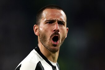 TURIN, ITALY - APRIL 11: Leonardo Bonucci of Juventus reacts during the UEFA Champions League Quarter Final first leg match between Juventus and FC Barcelona at Juventus Stadium on April 11, 2017 in Turin, Italy. (Photo by Chris Brunskill Ltd/Getty Images