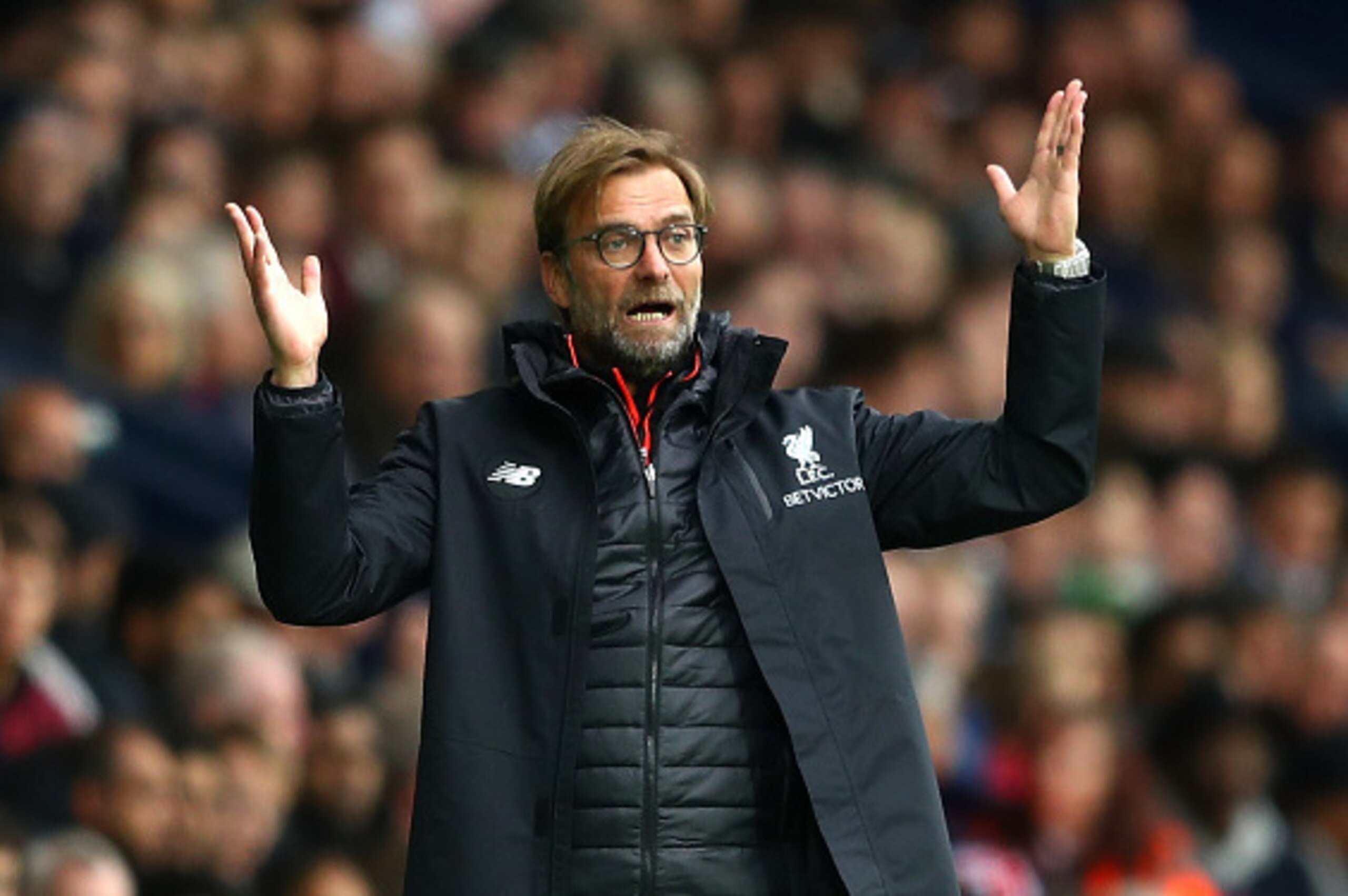 WEST BROMWICH, ENGLAND - APRIL 16: Jurgen Klopp, Manager of Liverpool reacts during the Premier League match between West Bromwich Albion and Liverpool at The Hawthorns on April 16, 2017 in West Bromwich, England. (Photo by Michael Steele/Getty Images) WEST BROMWICH, ENGLAND - APRIL 16: Jurgen Klopp, Manager of Liverpool reacts during the Premier League match between West Bromwich Albion and Liverpool at The Hawthorns on April 16, 2017 in West Bromwich, England. (Photo by Michael Steele/Getty Images)