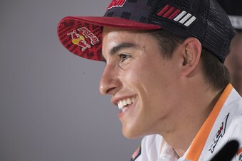 RIO HONDO, ARGENTINA - APRIL 06:  Marc Marquez of Spain and Repsol Honda Team smiles during the press conference pre-event during the MotoGp of Argentina - Previews on April 6, 2017 in Rio Hondo, Argentina.  (Photo by Mirco Lazzari gp/Getty Images)
