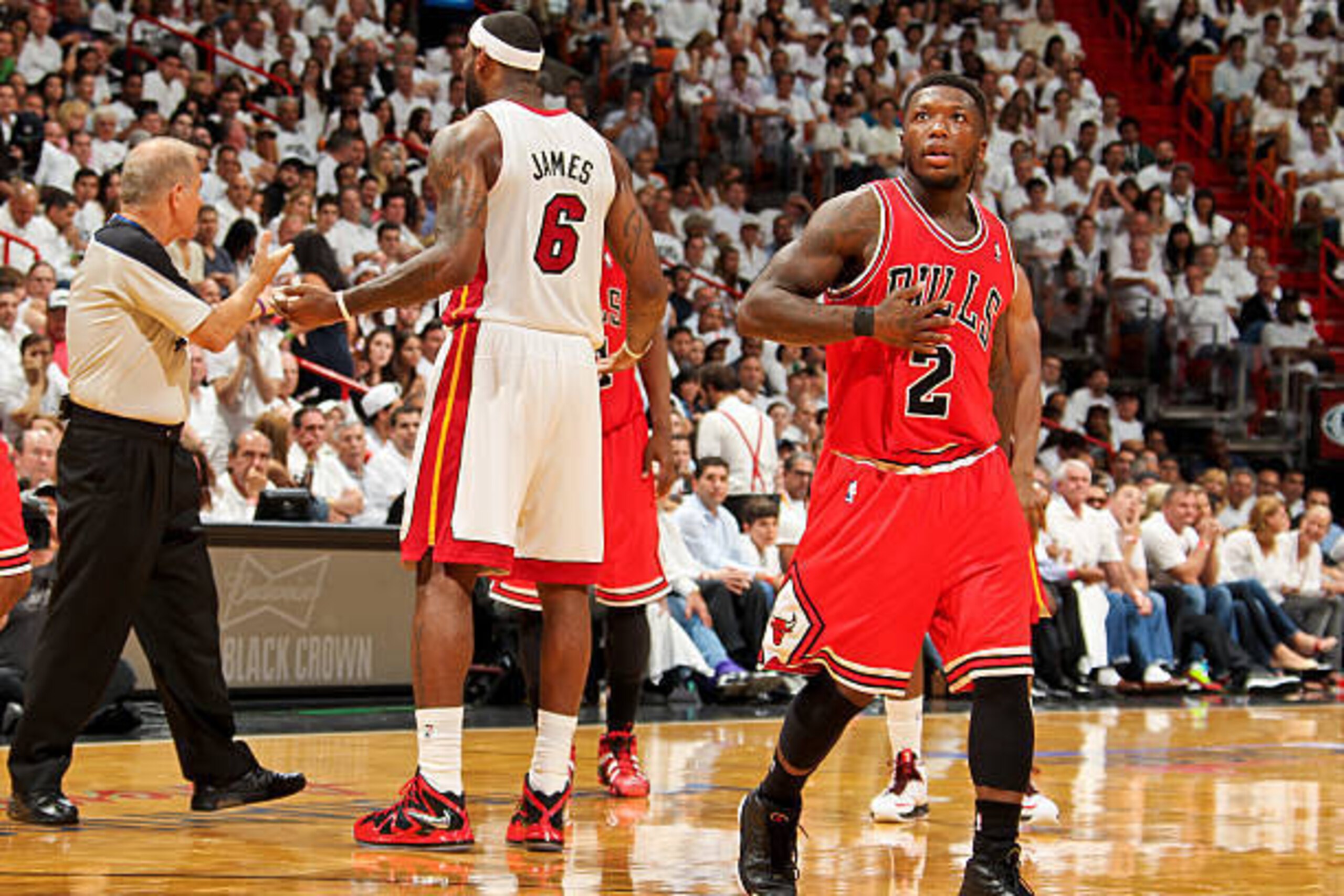 MIAMI, FL - MAY 15: Nate Robinson #2 of the Chicago Bulls looks on while playing against the Miami Heat in Game Five of the Eastern Conference Semifinals during the 2013 NBA Playoffs on May 15, 2013 at American Airlines Arena in Miami, Florida. NOTE TO US