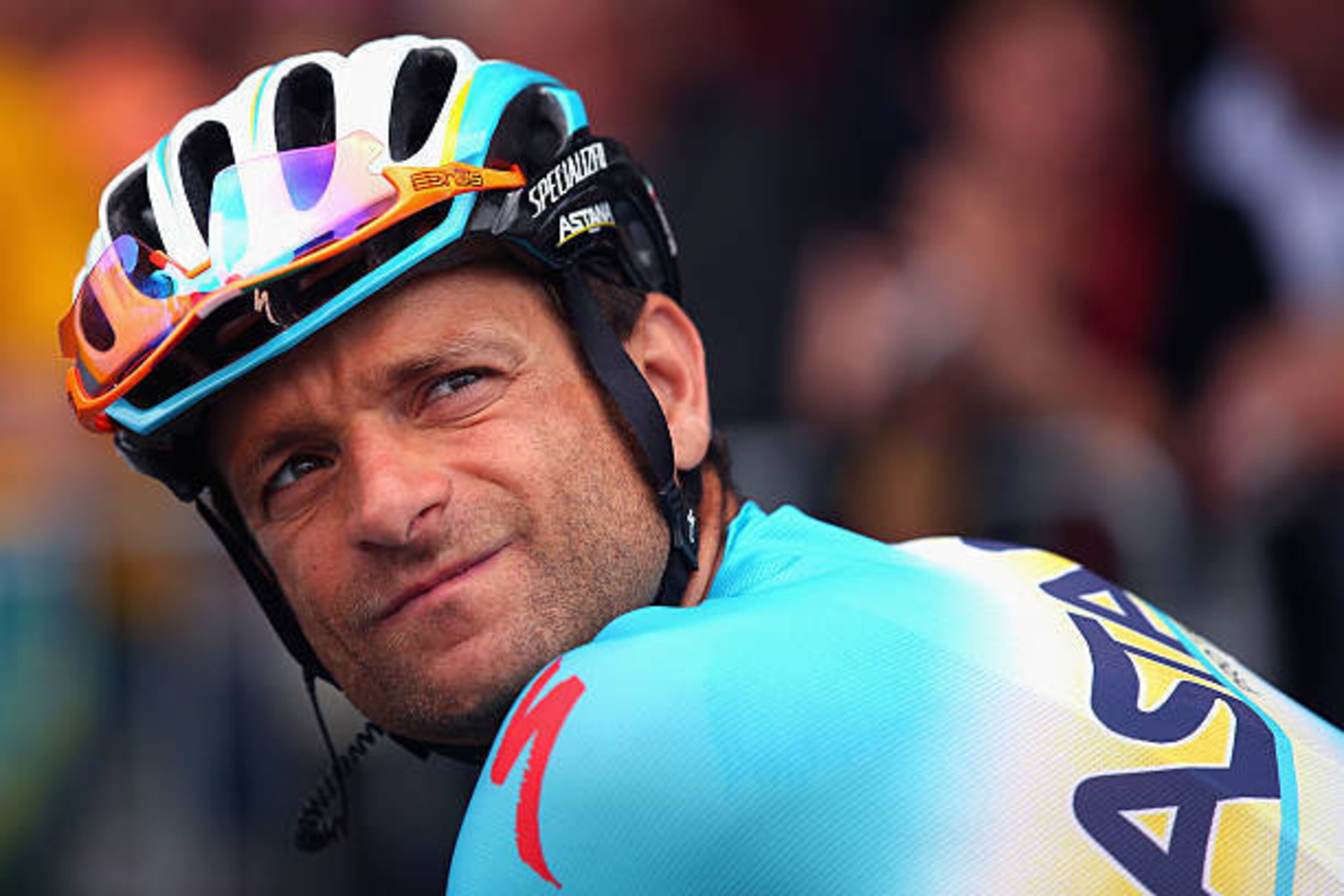 BERGERAC, FRANCE - JULY 25:  Michele Scarponi of Italy and Astana Pro Team in action during the nineteenth stage of the 2014 Tour de France, a 208km stage between Maubourguet Pays du Val d'Adour and Bergerac, on July 25, 2014 in  Maubourguet Pays du Val d