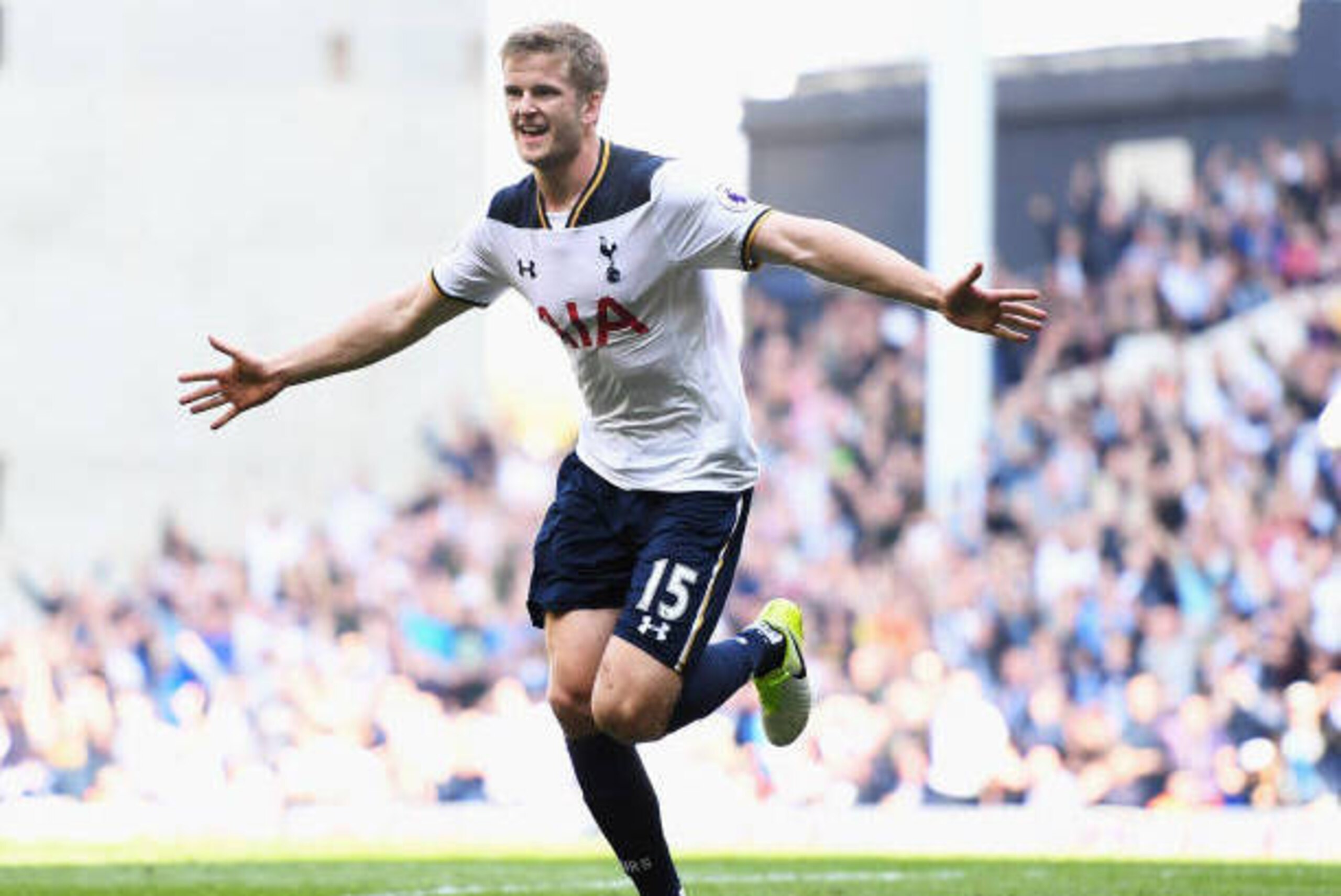 LONDON, ENGLAND - APRIL 08: Eric Dier of Tottenham Hotspur celebrates scoring his sides second goal during the Premier League match between Tottenham Hotspur and Watford at White Hart Lane on April 8, 2017 in London, England.  (Photo by Michael Regan/Gett