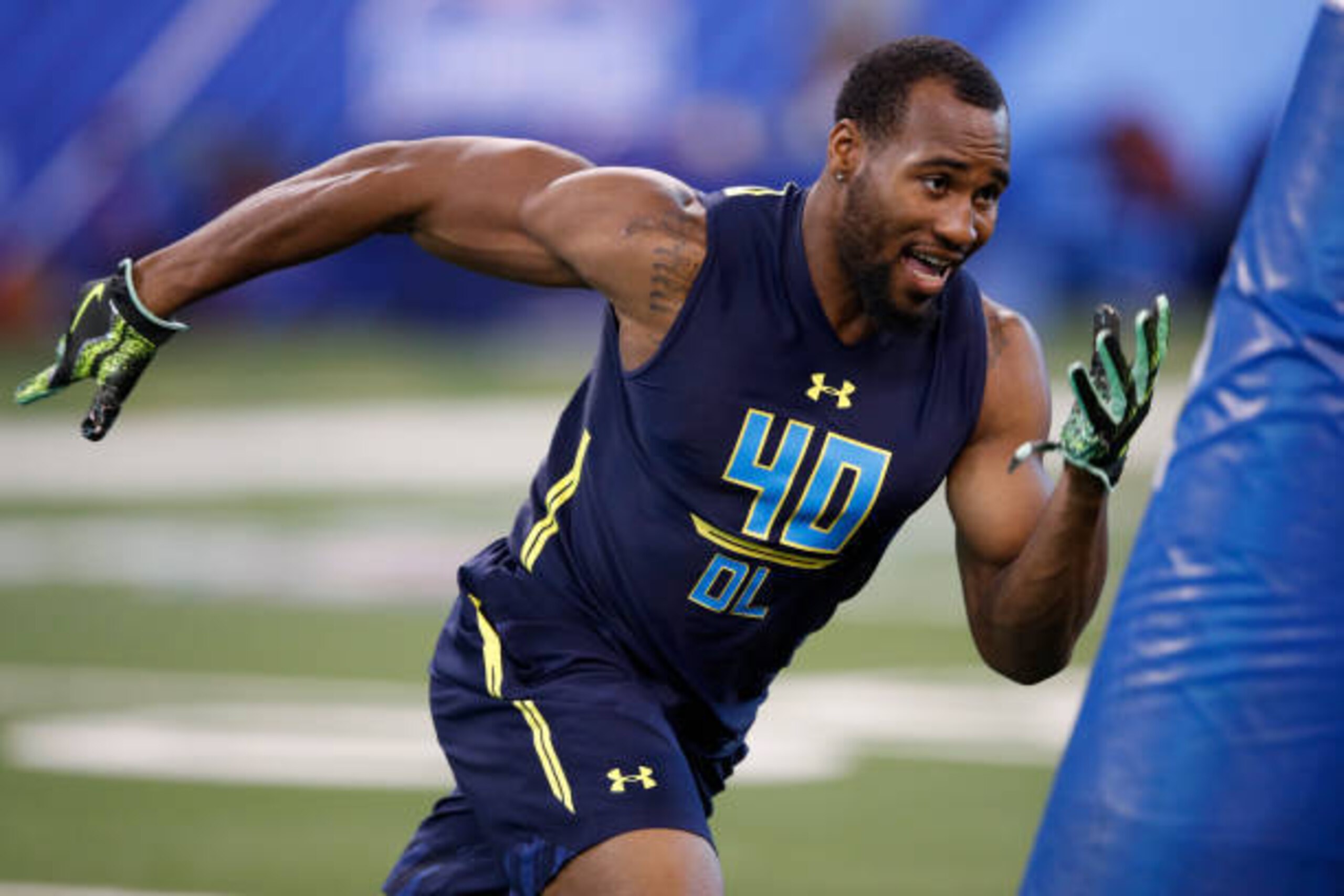 INDIANAPOLIS, IN - MARCH 05: Defensive lineman Haason Reddick of Temple in action during day five of the NFL Combine at Lucas Oil Stadium on March 5, 2017 in Indianapolis, Indiana. (Photo by Joe Robbins/Getty Images)