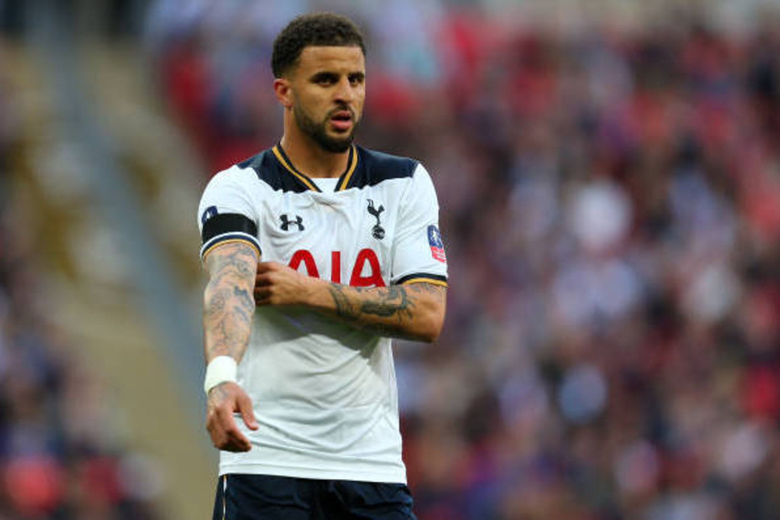 LONDON, ENGLAND - APRIL 22: Kyle Walker of Tottenham Hotspur during the Emirates FA Cup semi-final match between Tottenham Hotspur and Chelsea at Wembley Stadium on April 22, 2017 in London, England. (Photo by Catherine Ivill - AMA/Getty Images)