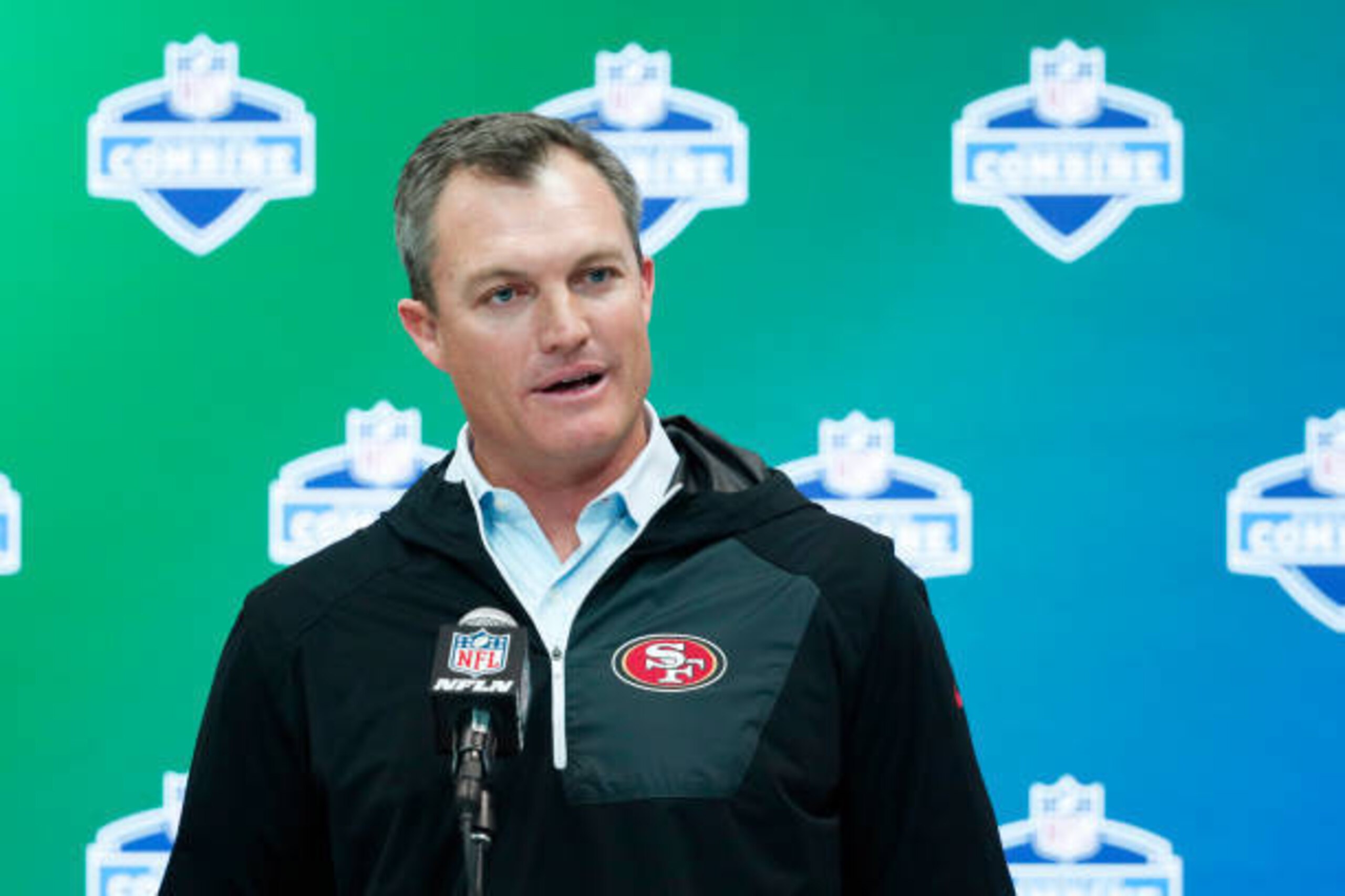INDIANAPOLIS, IN - MARCH 02: General manager John Lynch of the San Francisco 49ers answers questions from the media on Day 2 of the NFL Combine at the Indiana Convention Center on March 2, 2017 in Indianapolis, Indiana. (Photo by Joe Robbins/Getty Images) INDIANAPOLIS, IN - MARCH 02: General manager John Lynch of the San Francisco 49ers answers questions from the media on Day 2 of the NFL Combine at the Indiana Convention Center on March 2, 2017 in Indianapolis, Indiana. (Photo by Joe Robbins/Getty Images)