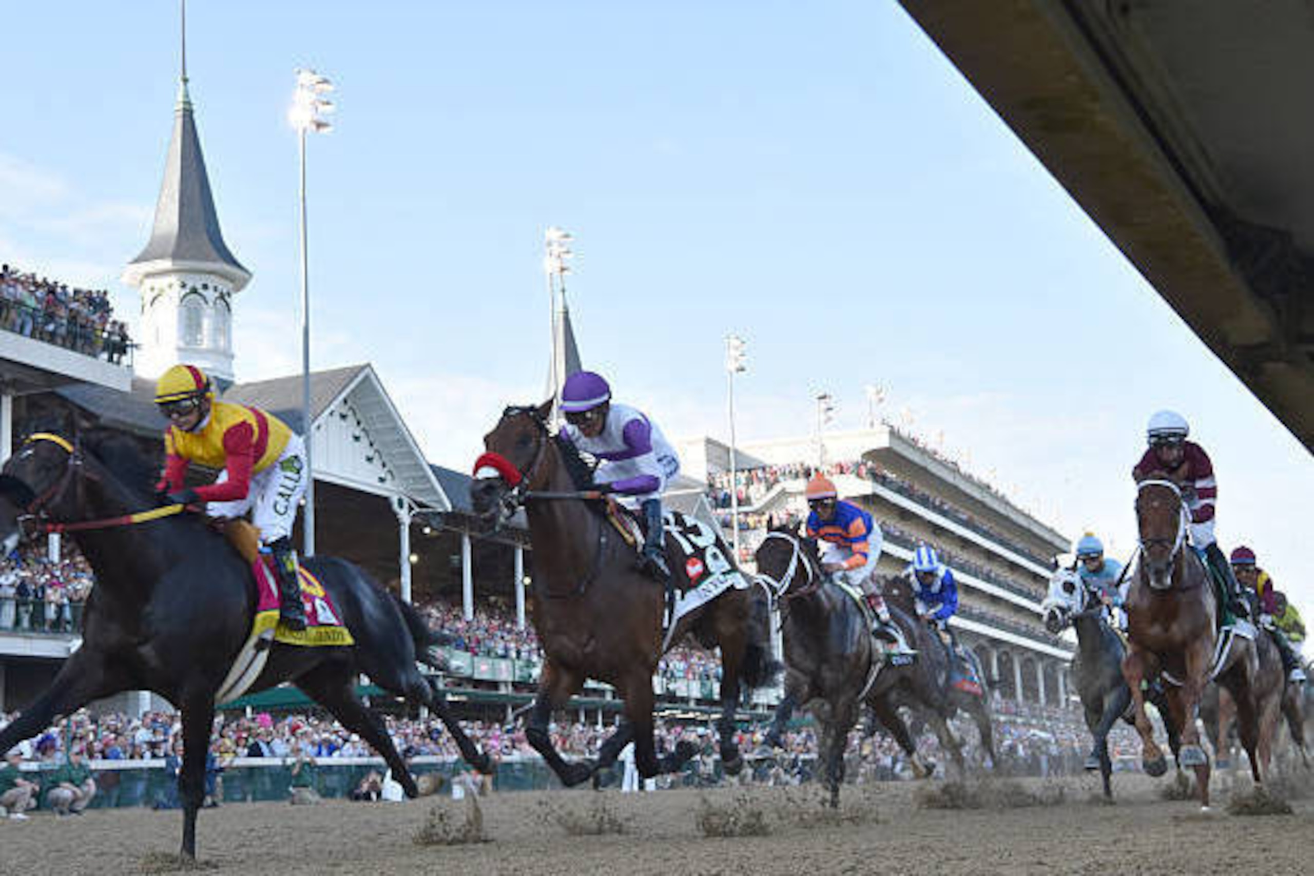 LOUISVILLE, KY - MAY 7: Horse pass grandstand for the first time. Nyquist with Mario Gutierrez up wins the 2016 Kentucky Derby on May 7, 2016 at Churchill Downs, Louisville.  (Photo by Horsephotos/Getty Images)