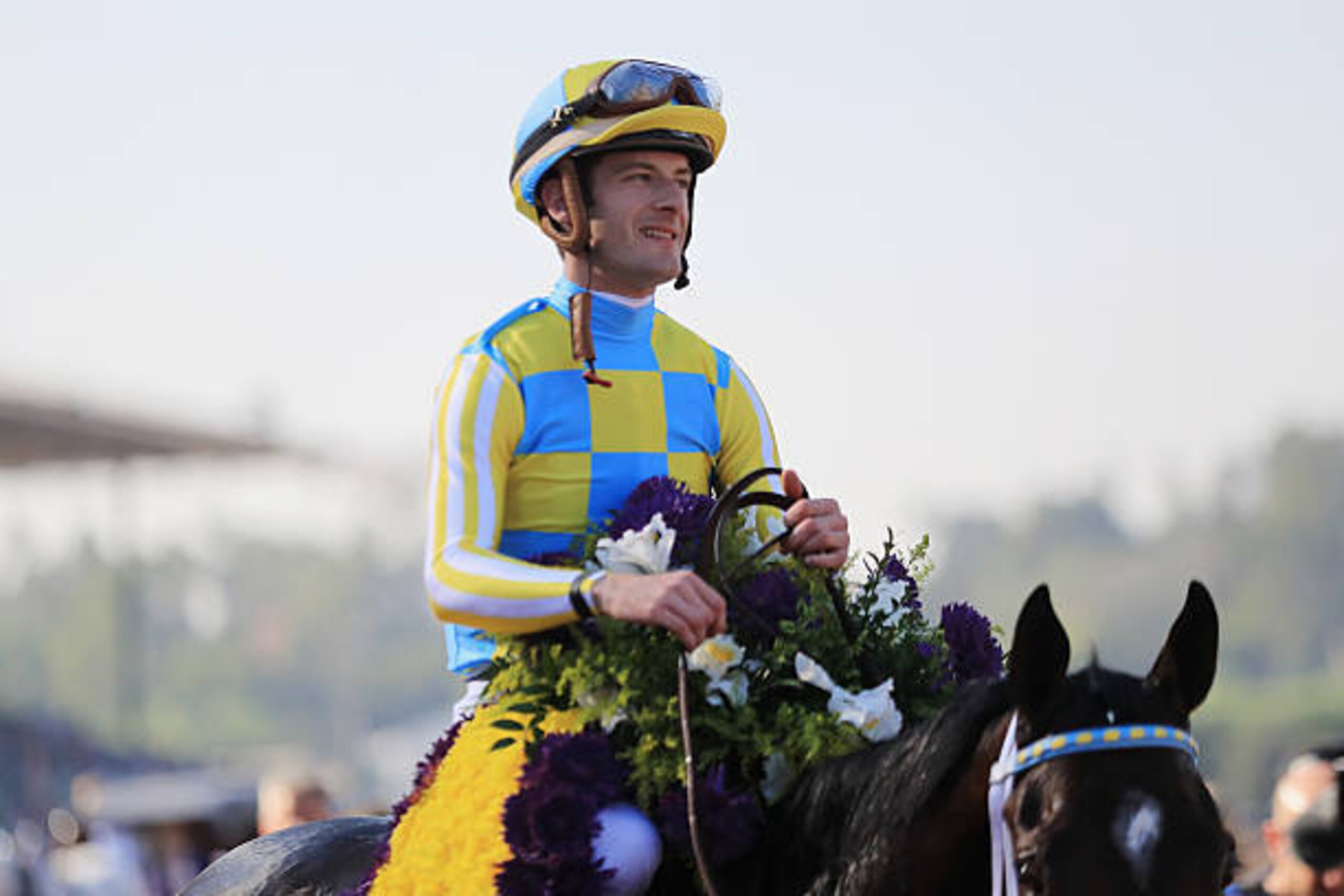 ARCADIA, CA - NOVEMBER 05: Julien Leparoux riding Classic Empire celebrates after winning the Sentient Jet Juvenile race on day two of the 2016 Breeders' Cup World Championships at Santa Anita Park on November 5, 2016 in Arcadia, California.  (Photo by Se
