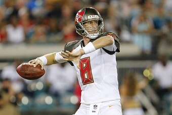 JACKSONVILLE, FL - AUGUST 20: Mike Glennon #8 of the Tampa Bay Buccaneers throws the ball against the Jacksonville Jaguars during a preseason game on August 20, 2016 at EverBank Field in Jacksonville, Florida. Tampa Bay defeated Jacksonville 27-21. (Photo