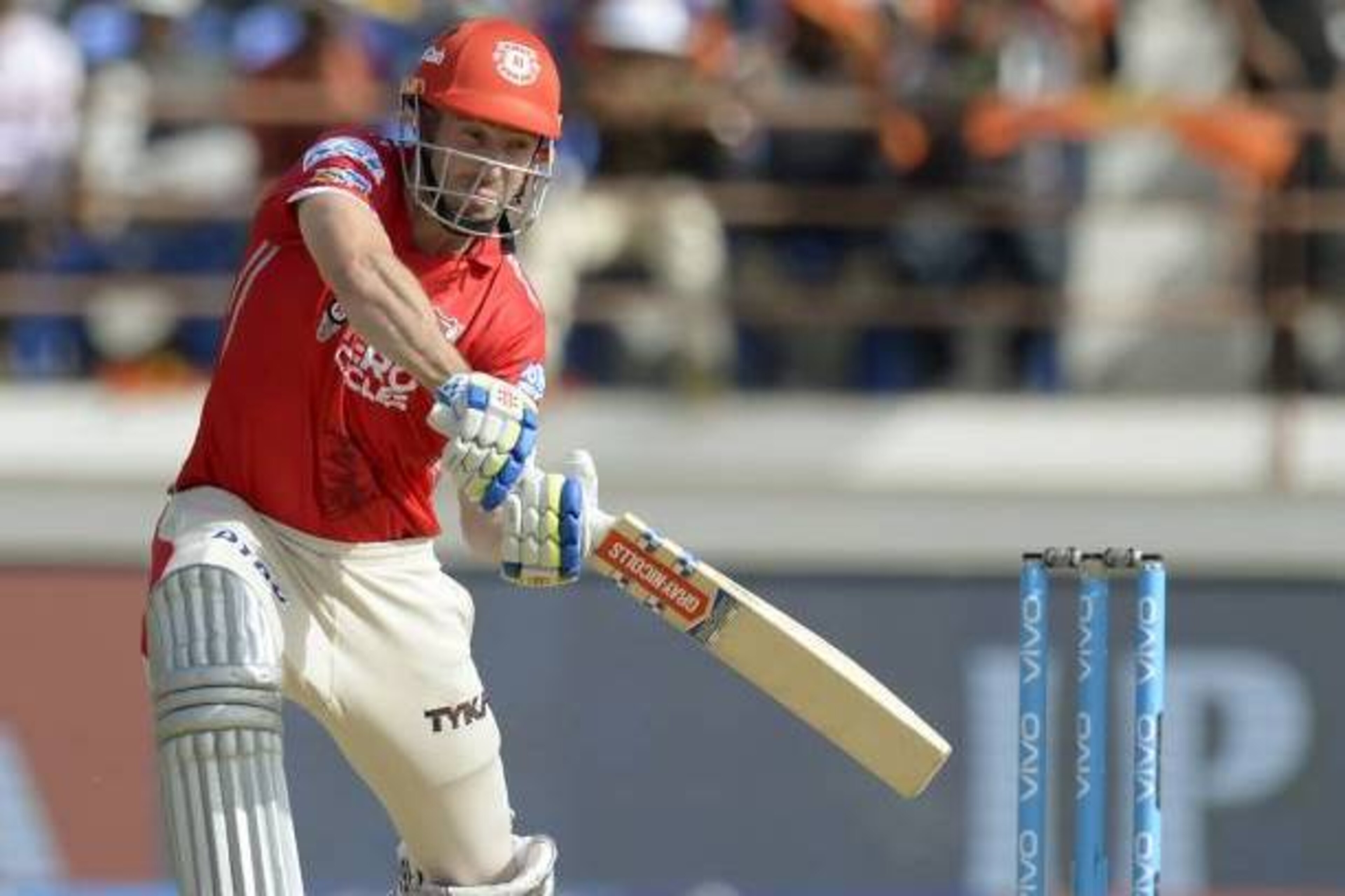 Kings XI Punjab cricketer Shaun Marsh plays a shot during the 2017 Indian Premier League (IPL) Twenty20 cricket match between Gujarat Lions and Kings XI Punjab at The Saurashtra Cricket Association Stadium in Rajkot on April 23, 2017. ----IMAGE RESTRICT Kings XI Punjab cricketer Shaun Marsh plays a shot during the 2017 Indian Premier League (IPL) Twenty20 cricket match between Gujarat Lions and Kings XI Punjab at The Saurashtra Cricket Association Stadium in Rajkot on April 23, 2017. ----IMAGE RESTRICT
