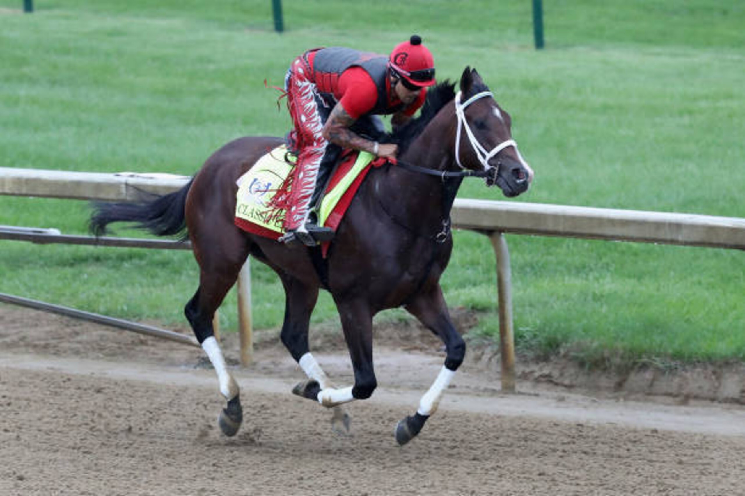 LOUISVILLE, KY - MAY 04:  Classic Empire trains on the track for the Kentucky Derby at Churchill Downs on May 4, 2017 in Louisville, Kentucky.  (Photo by Rob Carr/Getty Images)